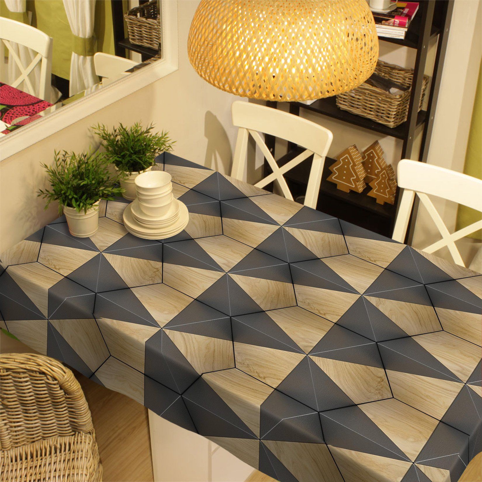 3D Black Triangle Pattern 78 Tablecloths Wallpaper AJ Wallpaper