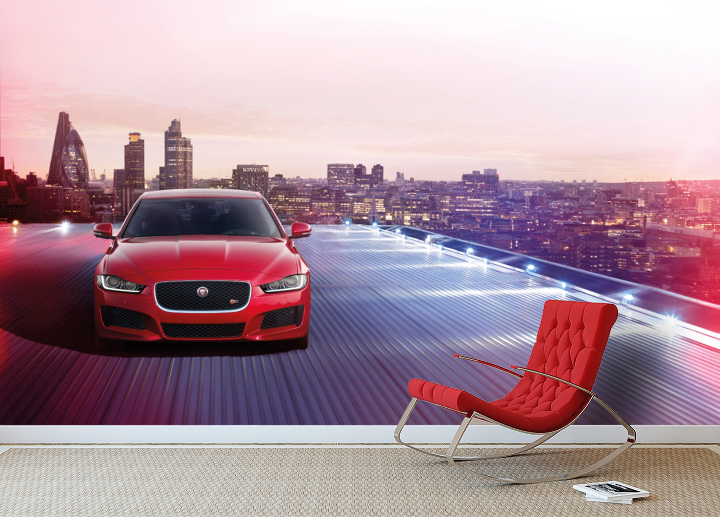 3D Light City Car 034 Vehicle Wall Murals