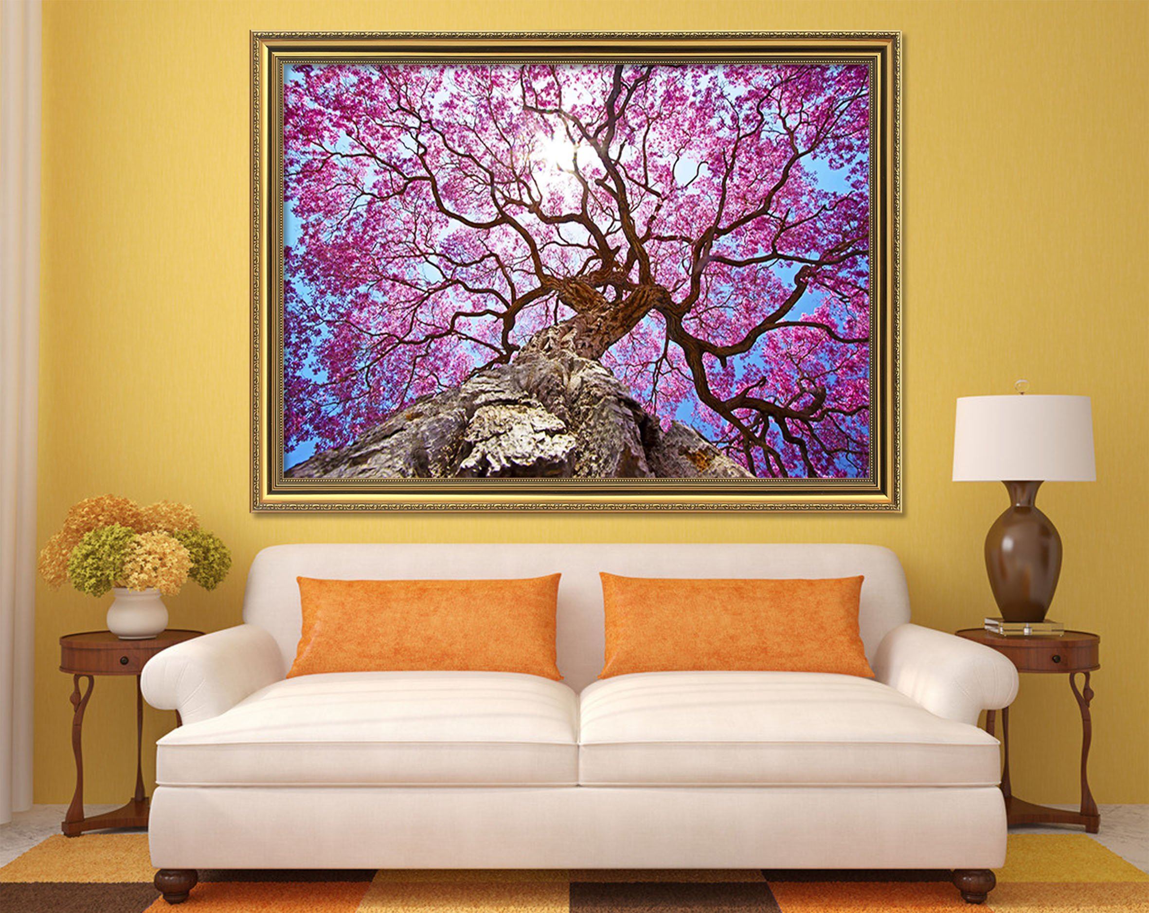3D Tree Blossom 014 Fake Framed Print Painting Wallpaper AJ Creativity Home