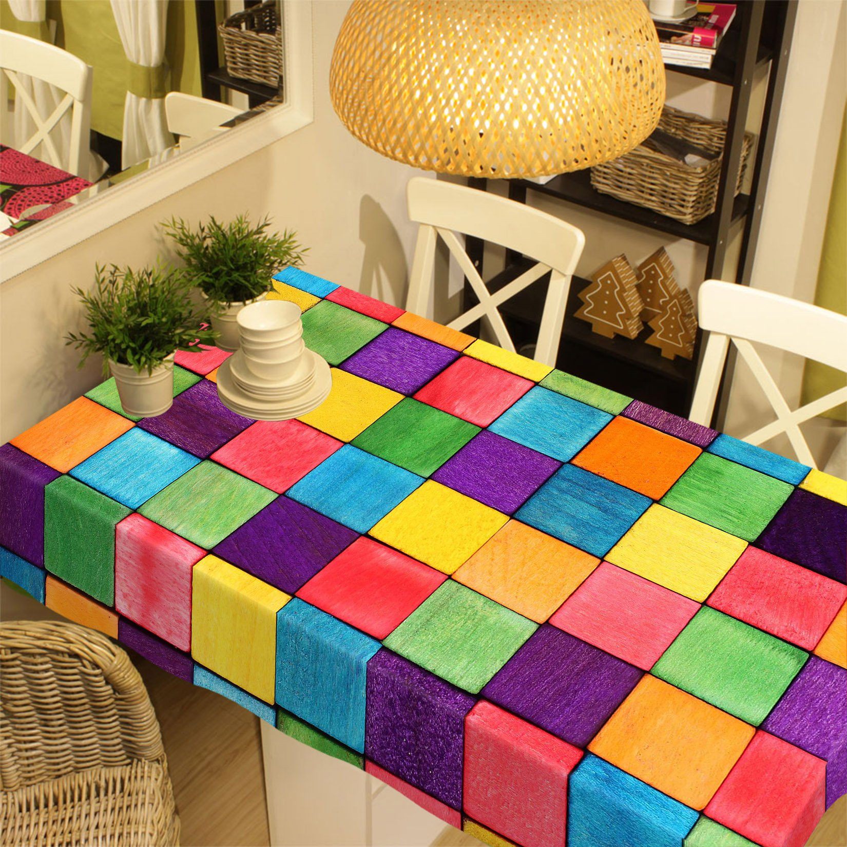 3D Colorful Square Grids 190 Tablecloths Wallpaper AJ Wallpaper