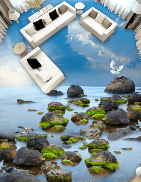 3D Sea Scenery Floor Mural Wallpaper AJ Wallpaper 2