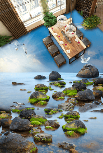 3D Sea Scenery Floor Mural Wallpaper AJ Wallpaper 2