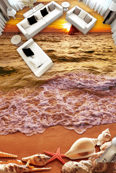3D Beautiful Beach Floor Mural Wallpaper AJ Wallpaper 2