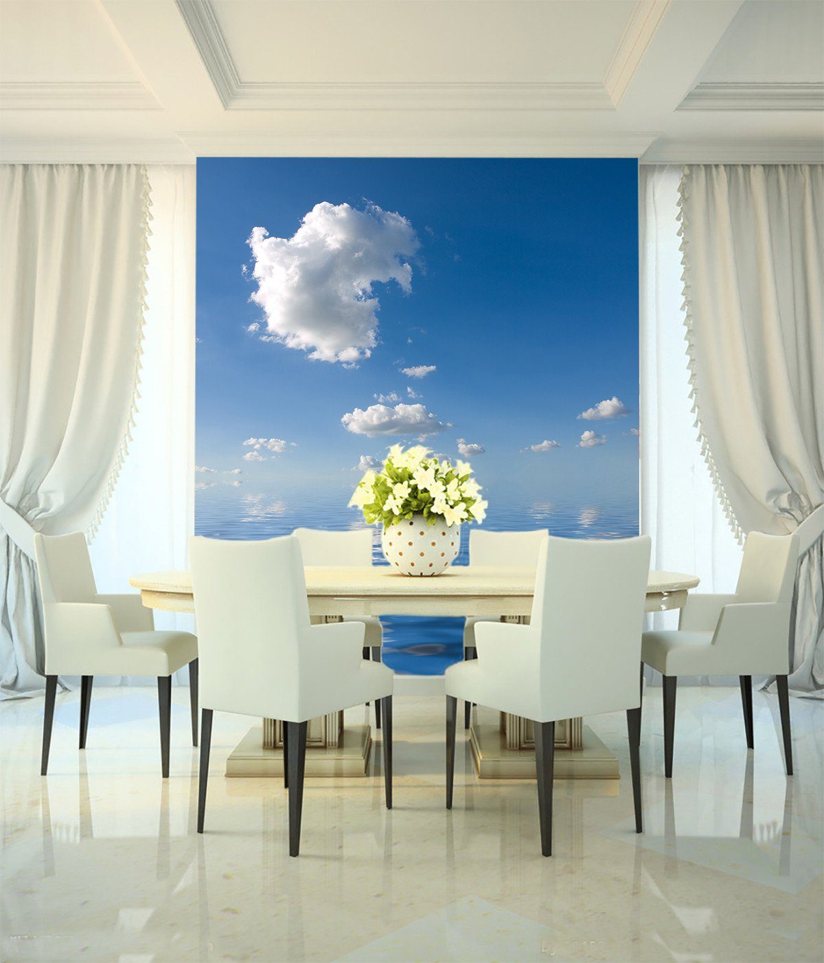 Blue Ocean White Clouds 1 Wallpaper AJ Wallpaper