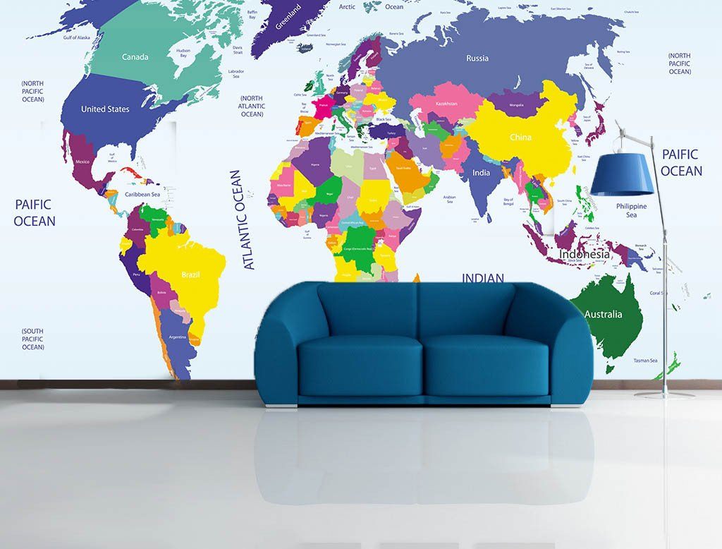 Colored World Map 1 Wallpaper AJ Wallpaper