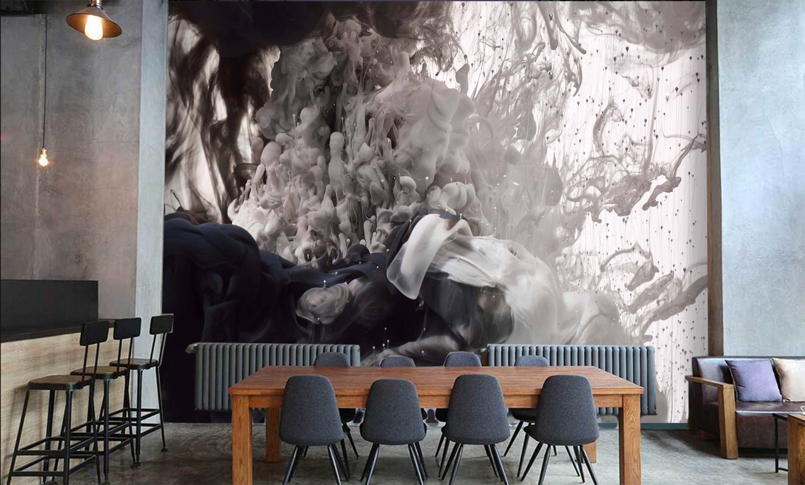 3D Black & White Abstract Smoke 845 Wall Murals