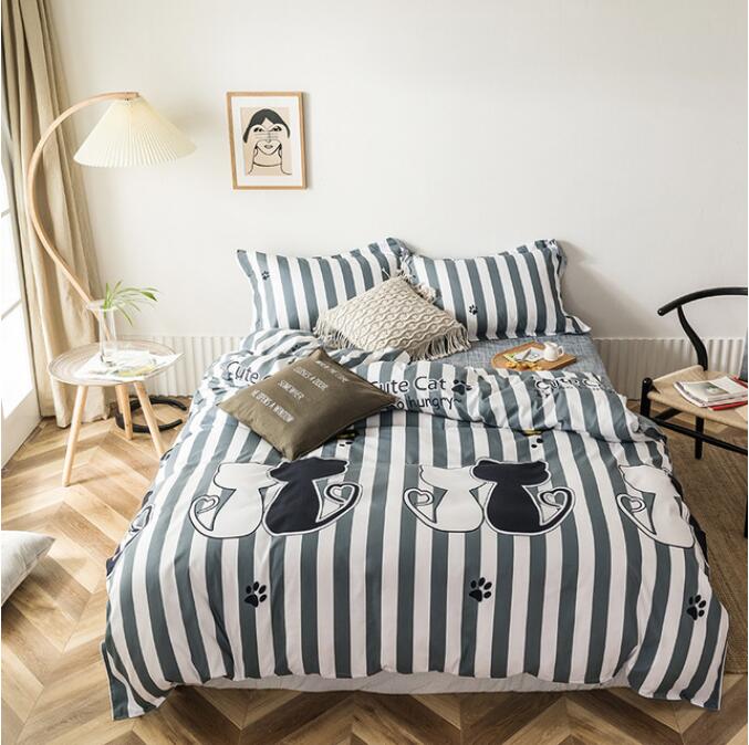3D Black And White Vertical Stripes Cat 13155 Bed Pillowcases Quilt