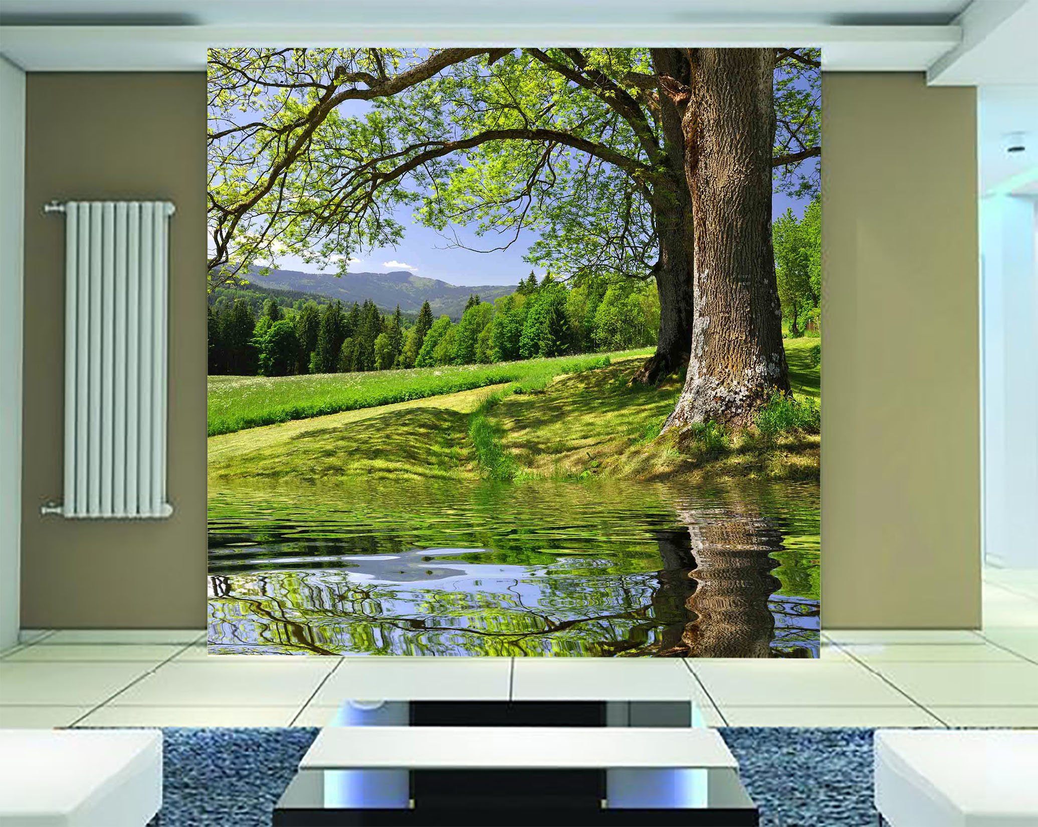 3D Trees Lush River 635 Wallpaper AJ Wallpaper