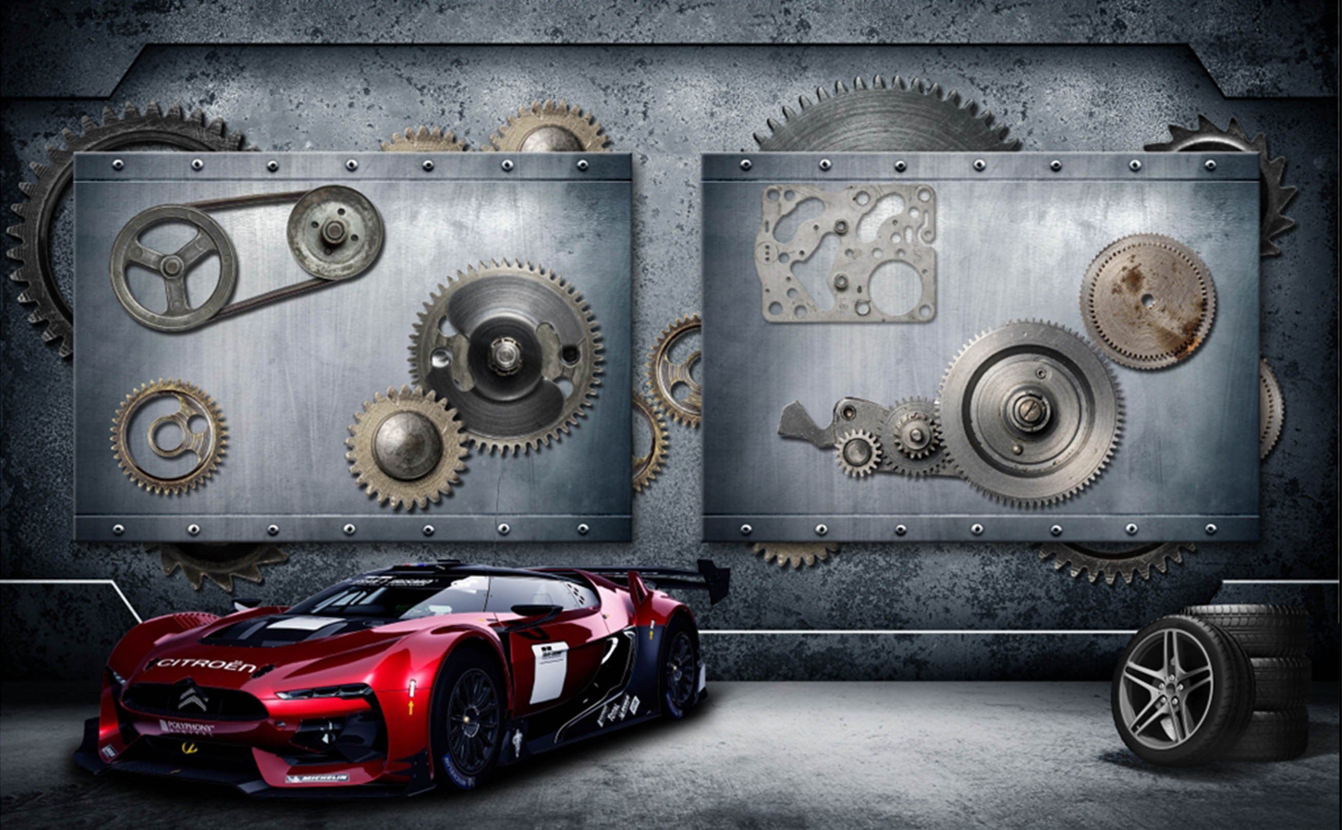 3D Sports Car Gears 384 Garage Door Mural Wallpaper AJ Wallpaper