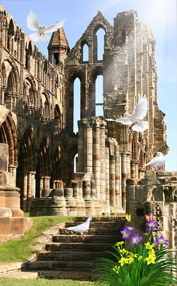 3D rome architecture the dove of peace door mural Wallpaper AJ Wallpaper