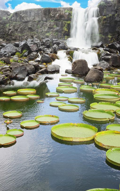 3D water in stone river Waterfall door mural Wallpaper AJ Wallpaper