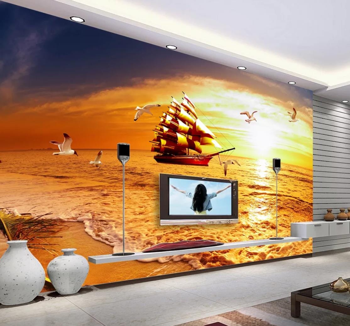 3D Seagull Steamship WC274 Wall Murals Wallpaper AJ Wallpaper 2