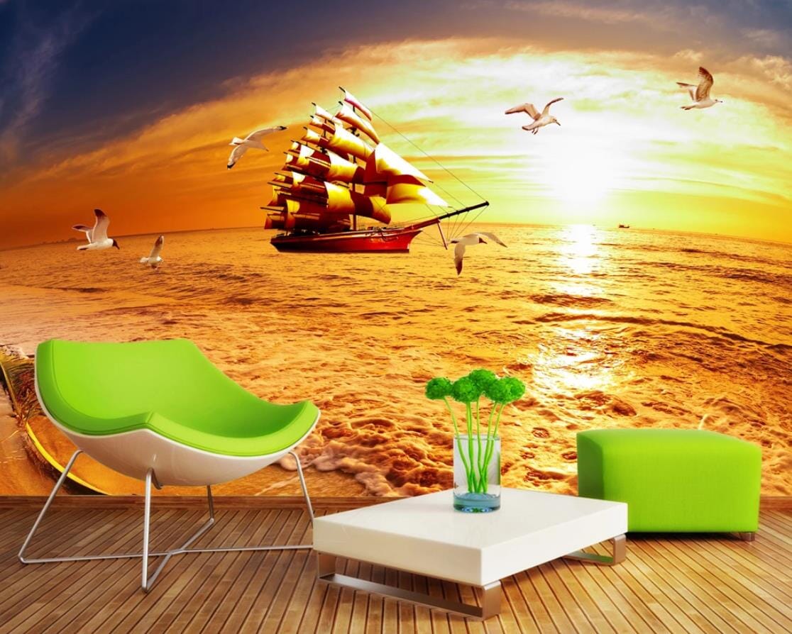 3D Seagull Steamship WC274 Wall Murals Wallpaper AJ Wallpaper 2