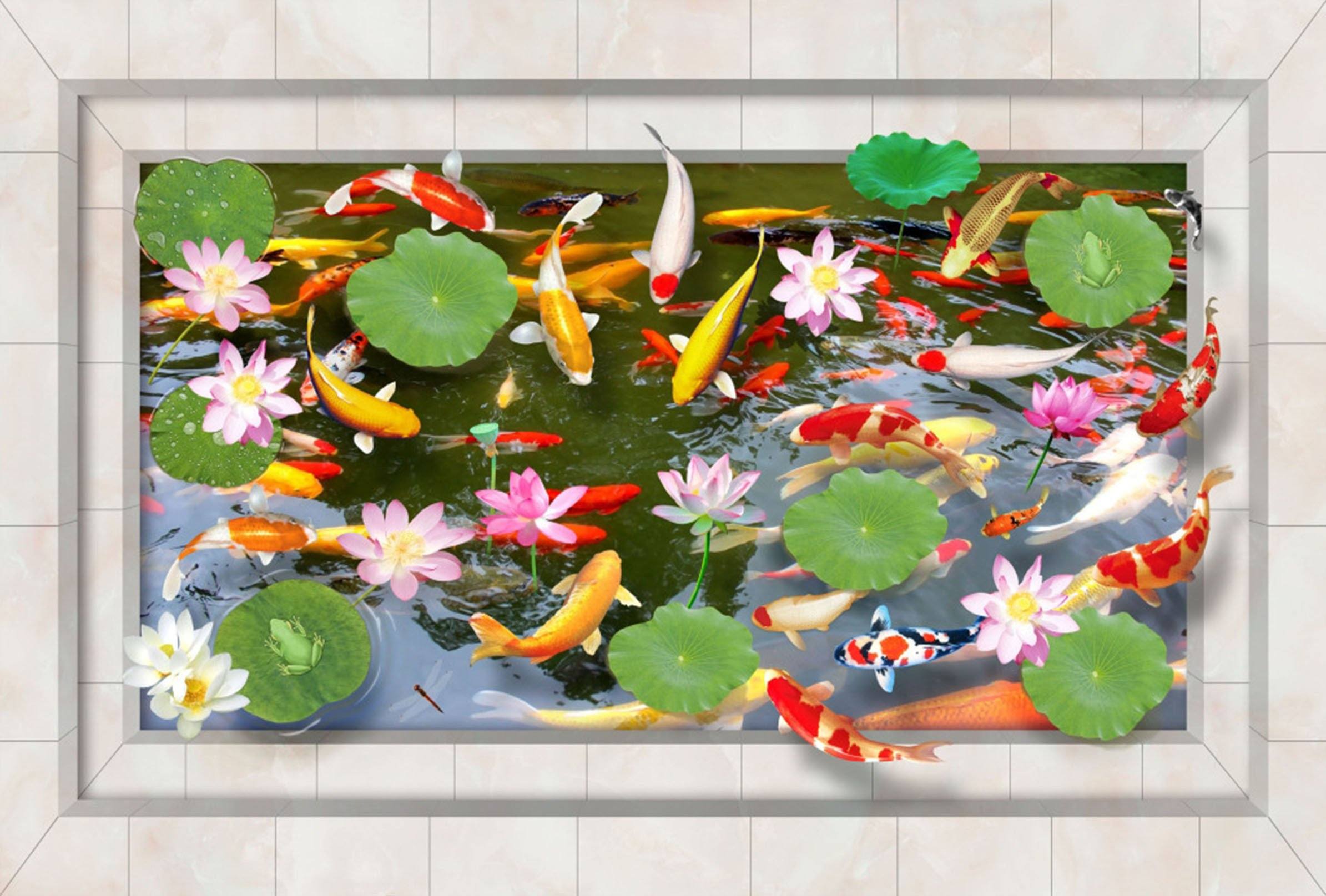 3D Fish Pond 143 Kitchen Mat Floor Mural Wallpaper AJ Wallpaper