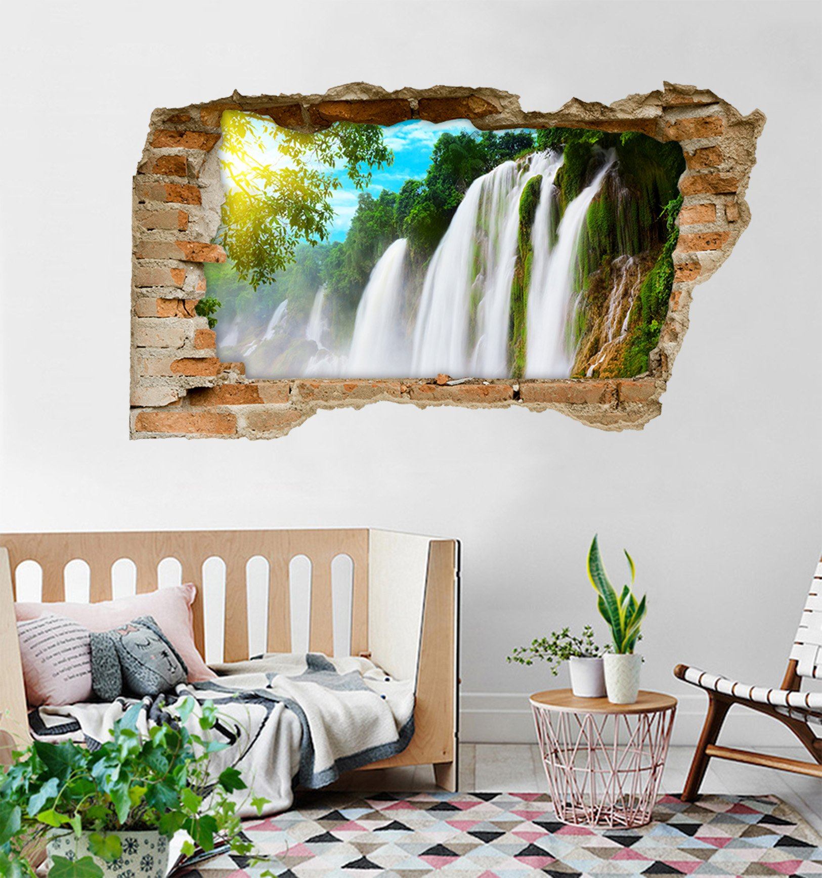 3D Mountain Waterfalls 396 Broken Wall Murals Wallpaper AJ Wallpaper