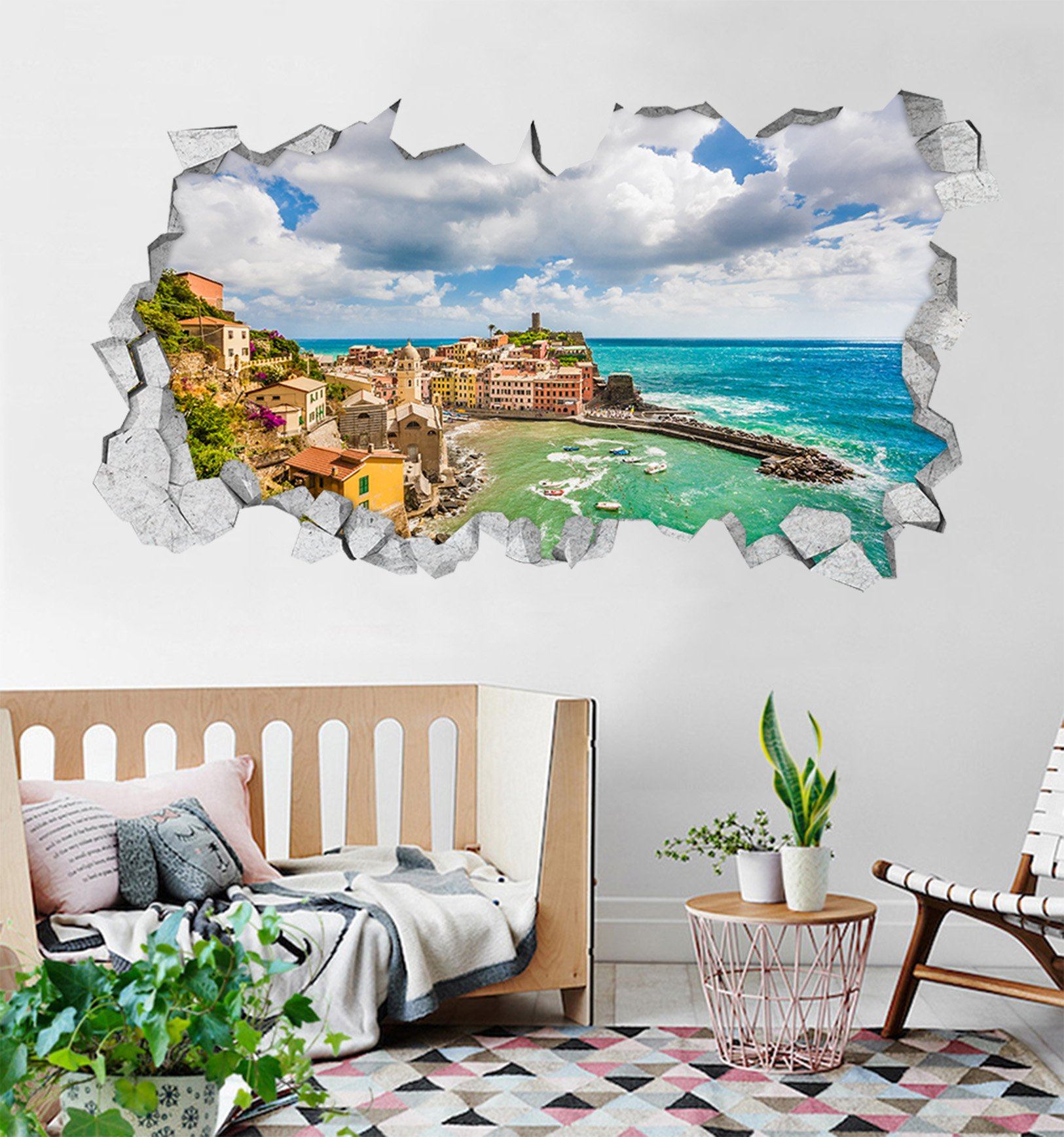 3D Pretty Seaside Town 380 Broken Wall Murals Wallpaper AJ Wallpaper