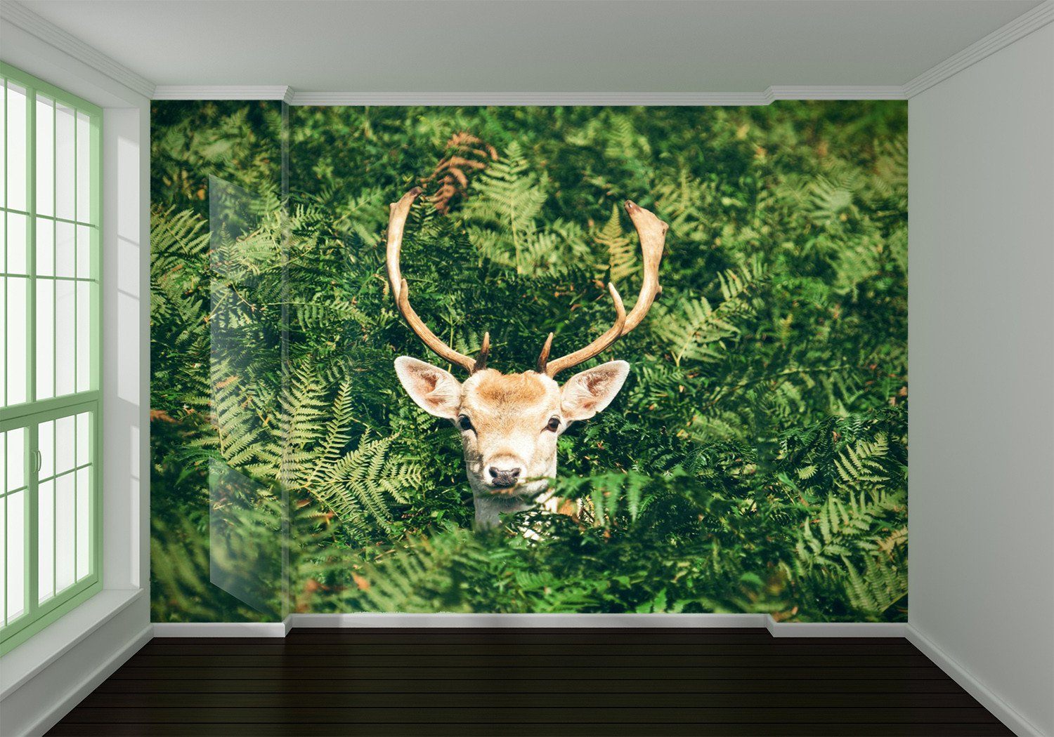 3D Deer Green Trees 202 Wallpaper AJ Wallpaper
