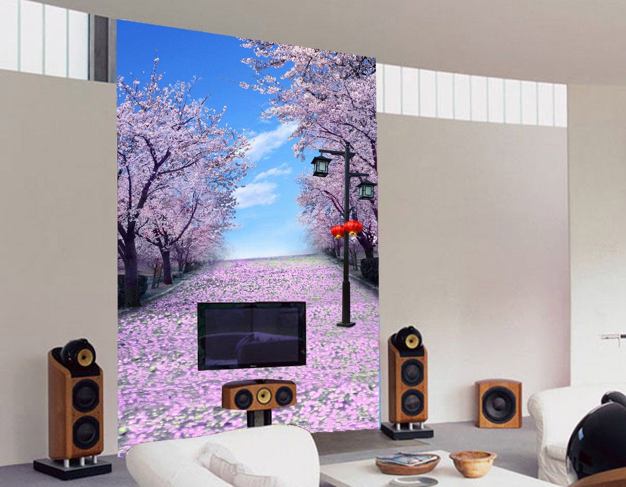 Blooming Flowers Road Wallpaper AJ Wallpaper