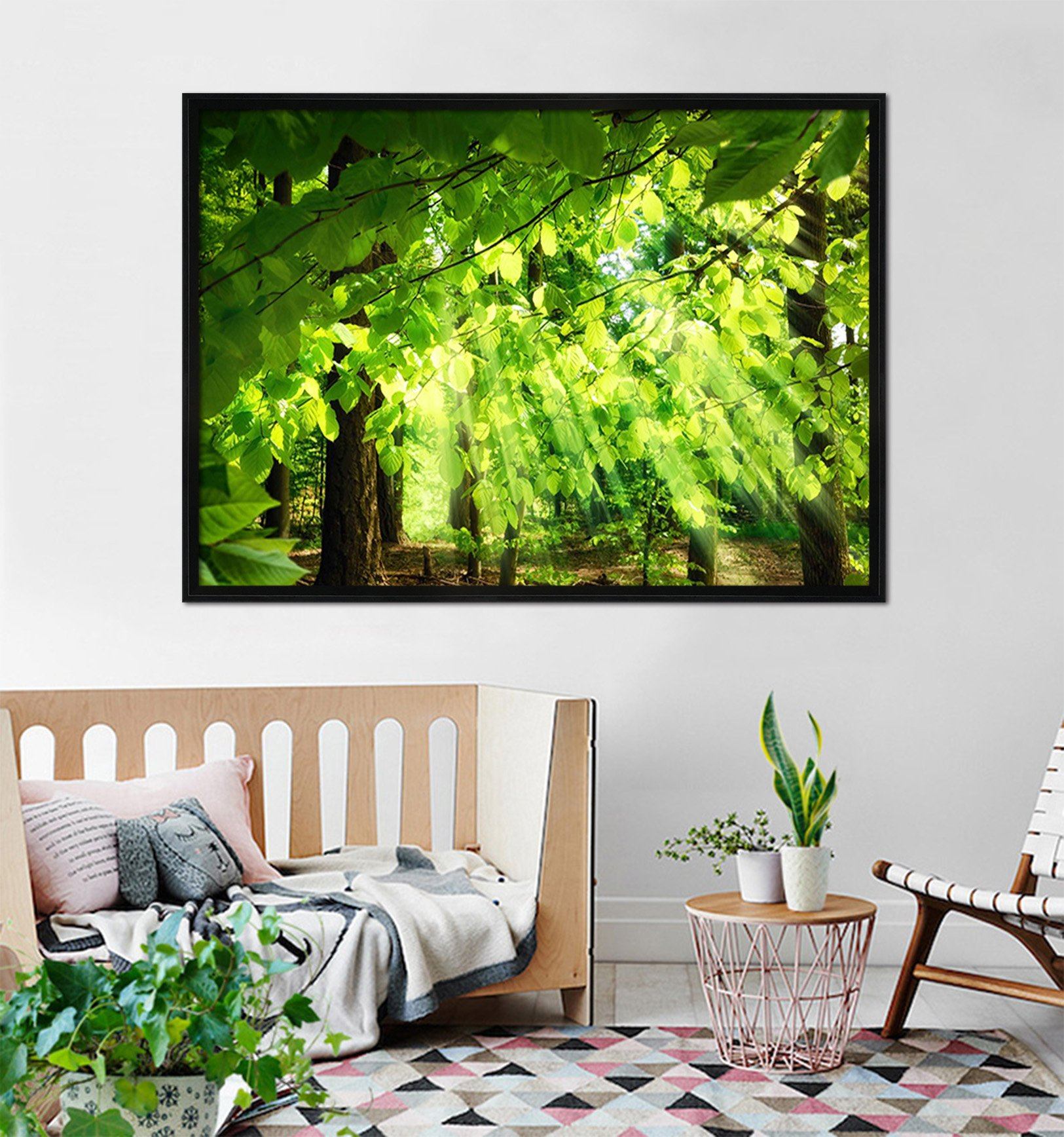 3D Shade Trees 010 Fake Framed Print Painting Wallpaper AJ Creativity Home
