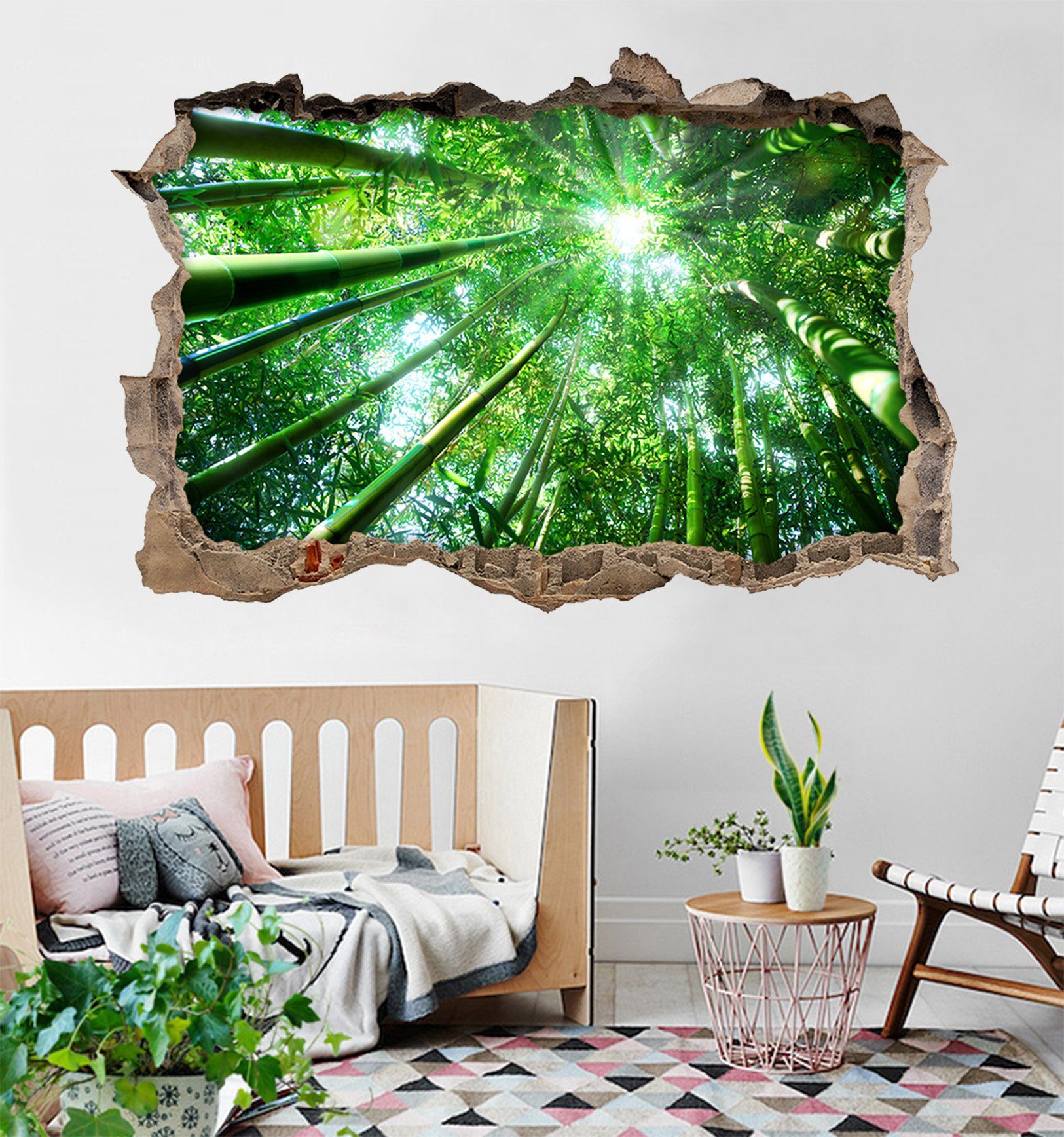 3D Bamboo Forest 088 Broken Wall Murals Wallpaper AJ Wallpaper