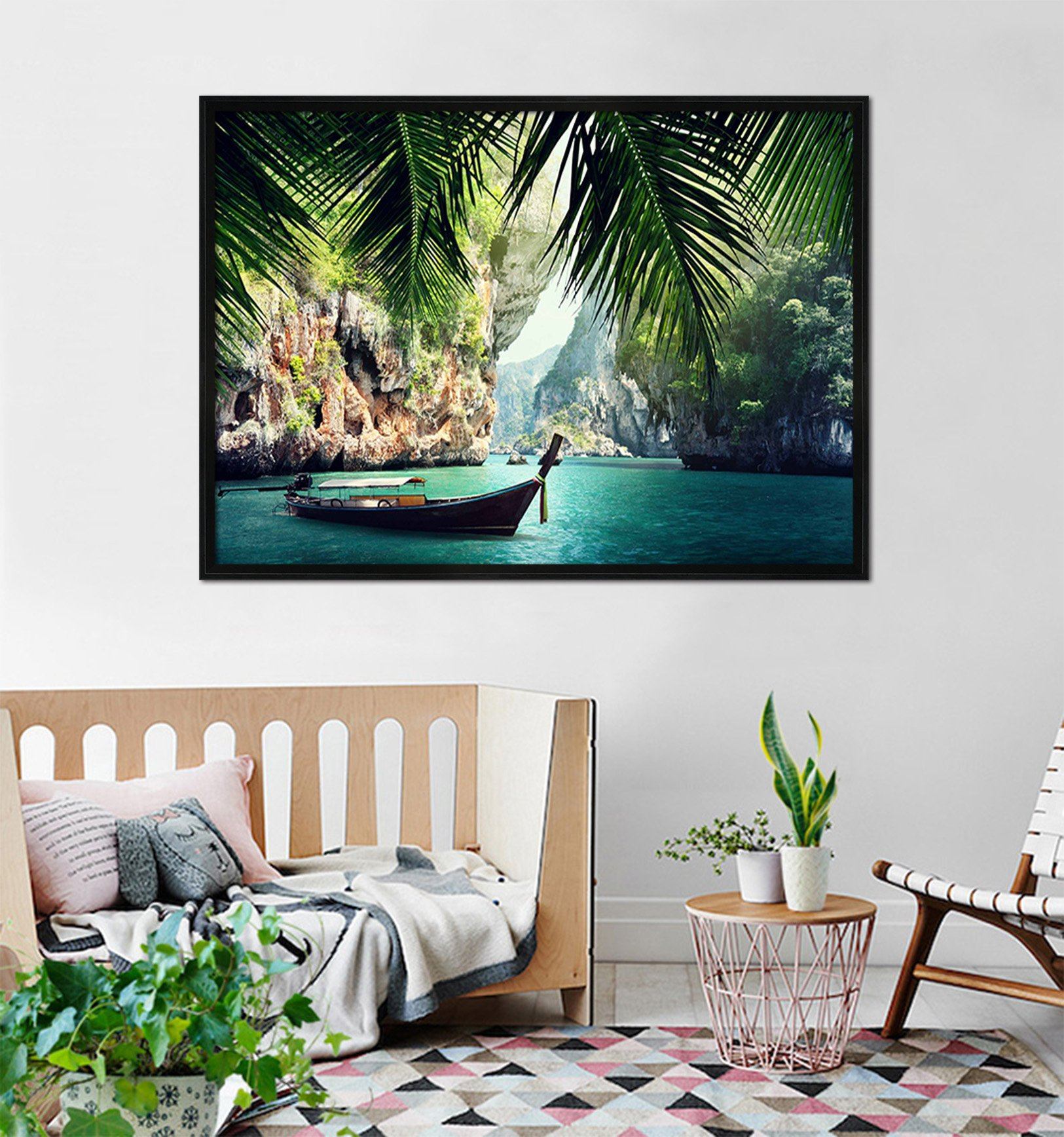 3D Boat Still 086 Fake Framed Print Painting Wallpaper AJ Creativity Home