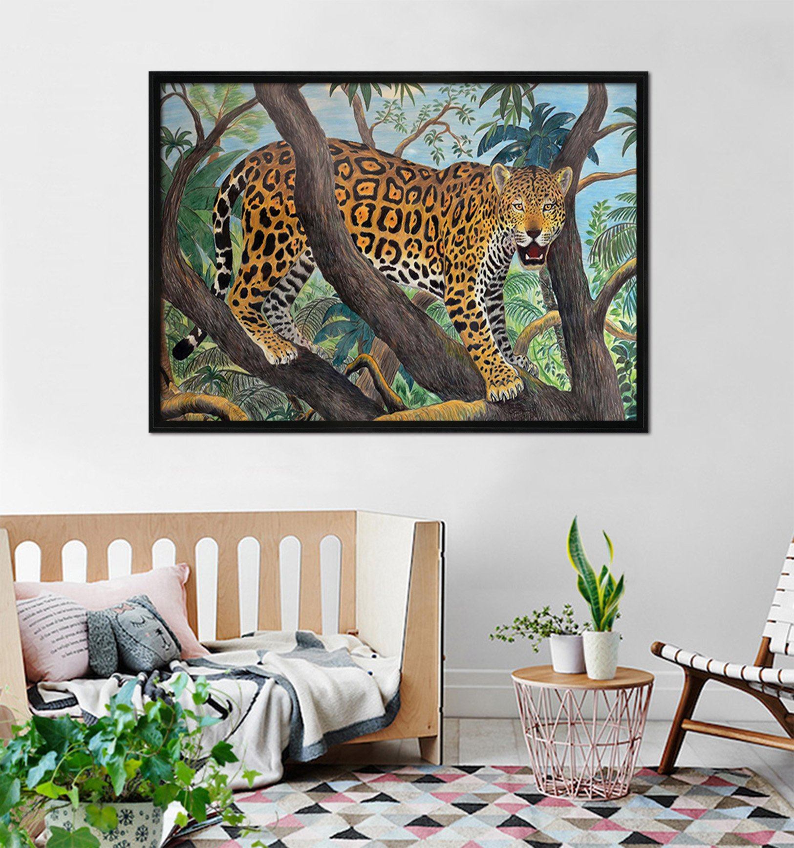 3D Big Leopard 077 Fake Framed Print Painting Wallpaper AJ Creativity Home