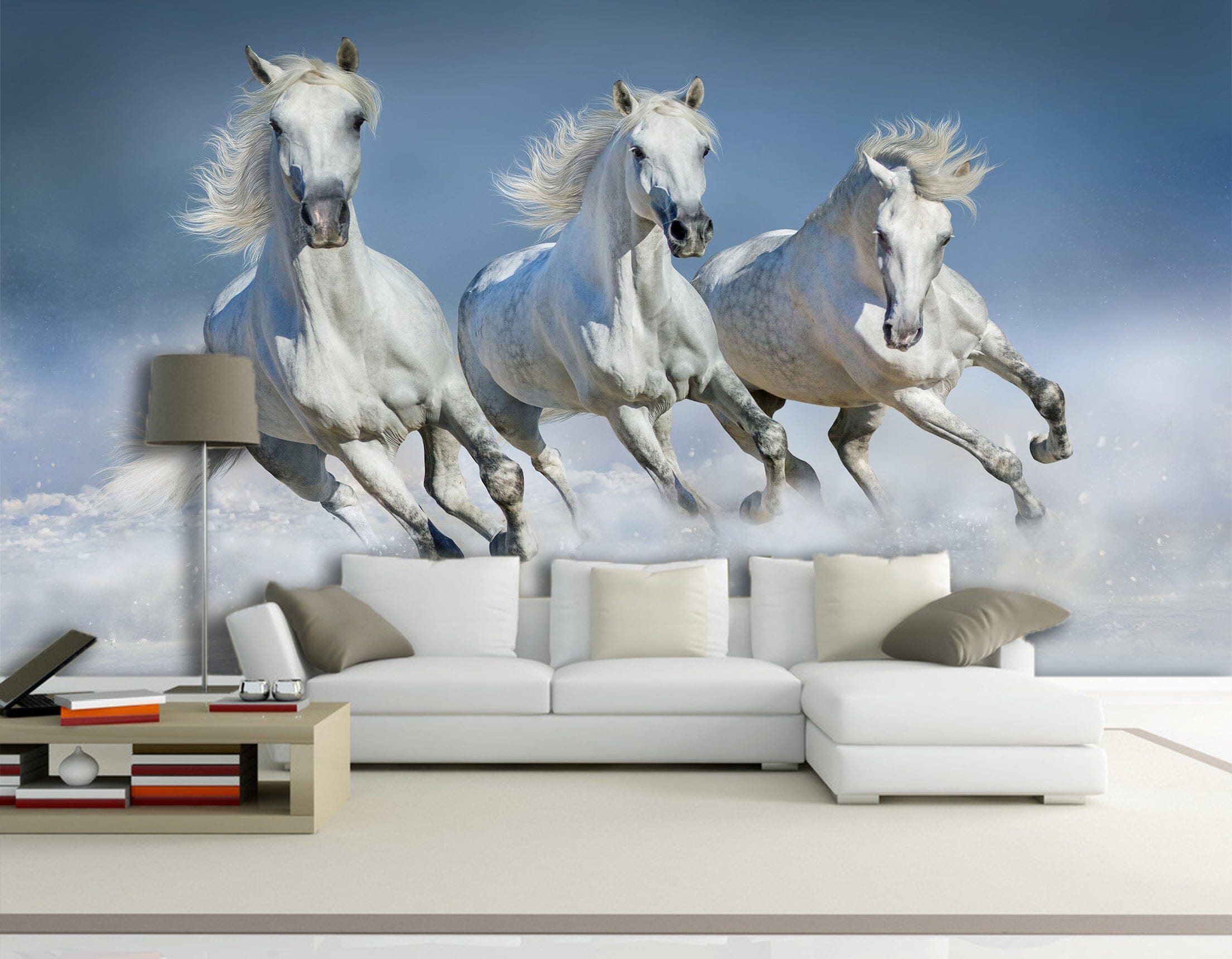 3D White Horse 1061 Wall Murals Wallpaper AJ Wallpaper 2