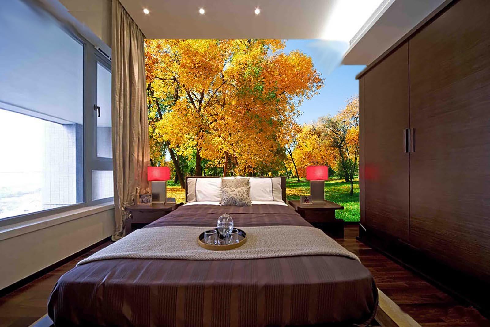 Lawn Yellow Trees Wallpaper AJ Wallpaper