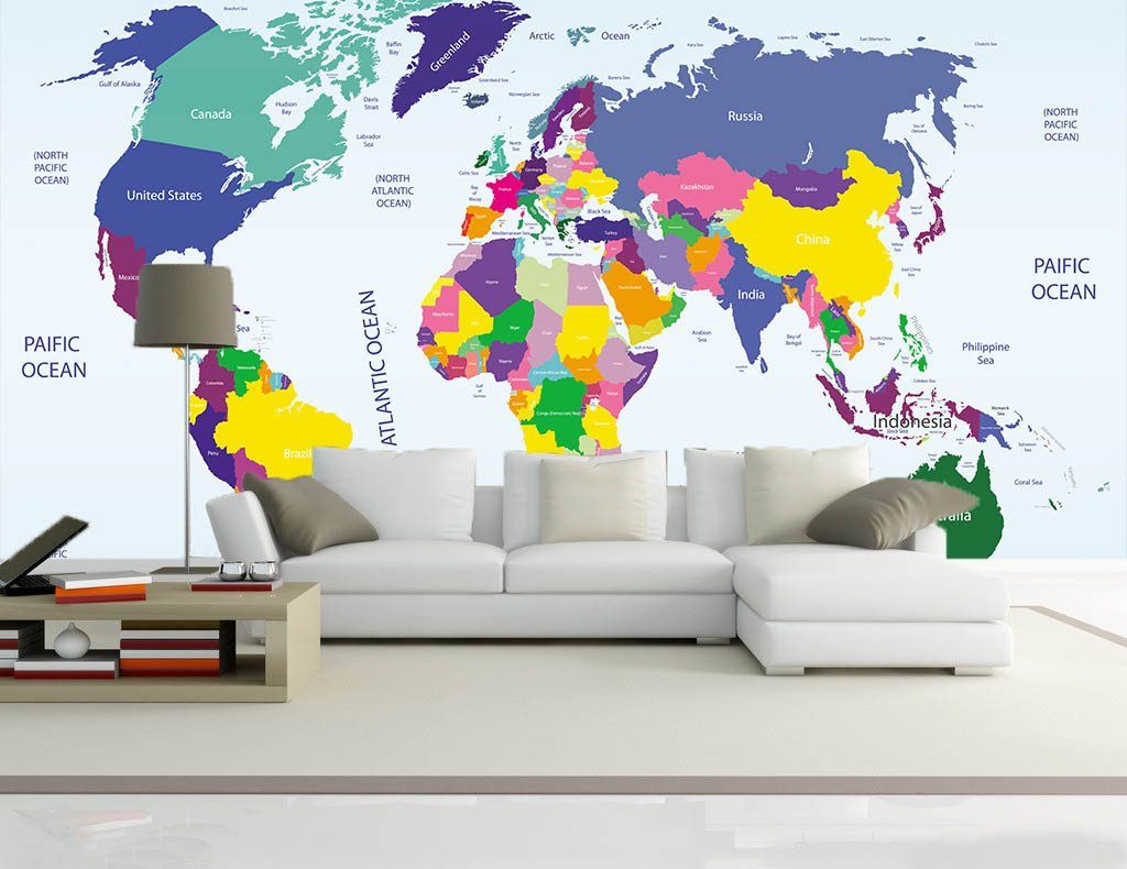 Colored World Map 1 Wallpaper AJ Wallpaper