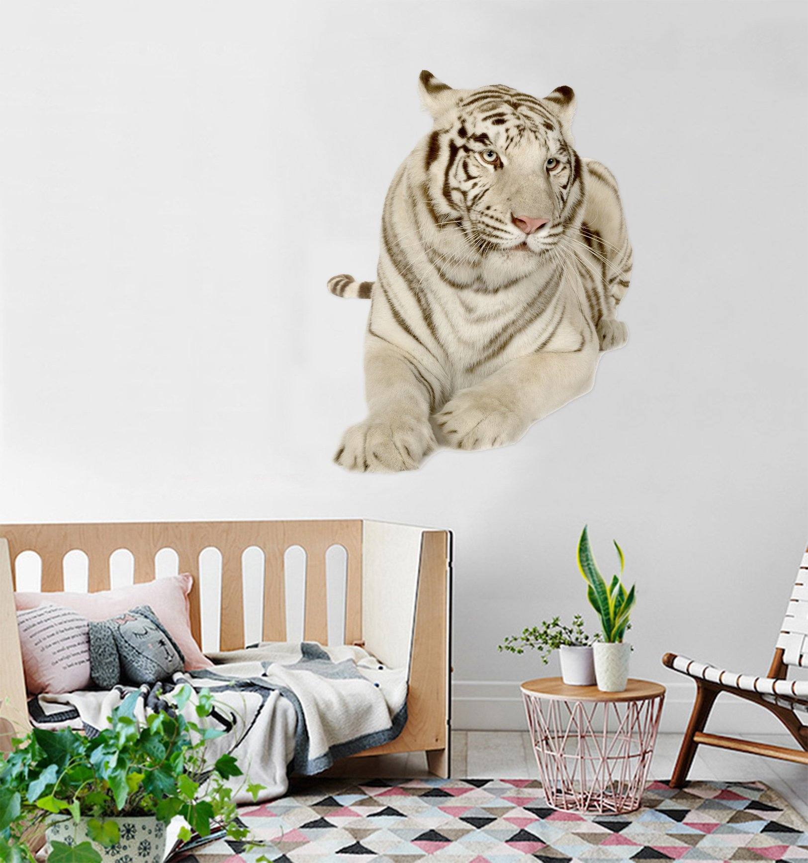 3D Black And White Striped Tiger 042 Animals Wall Stickers Wallpaper AJ Wallpaper