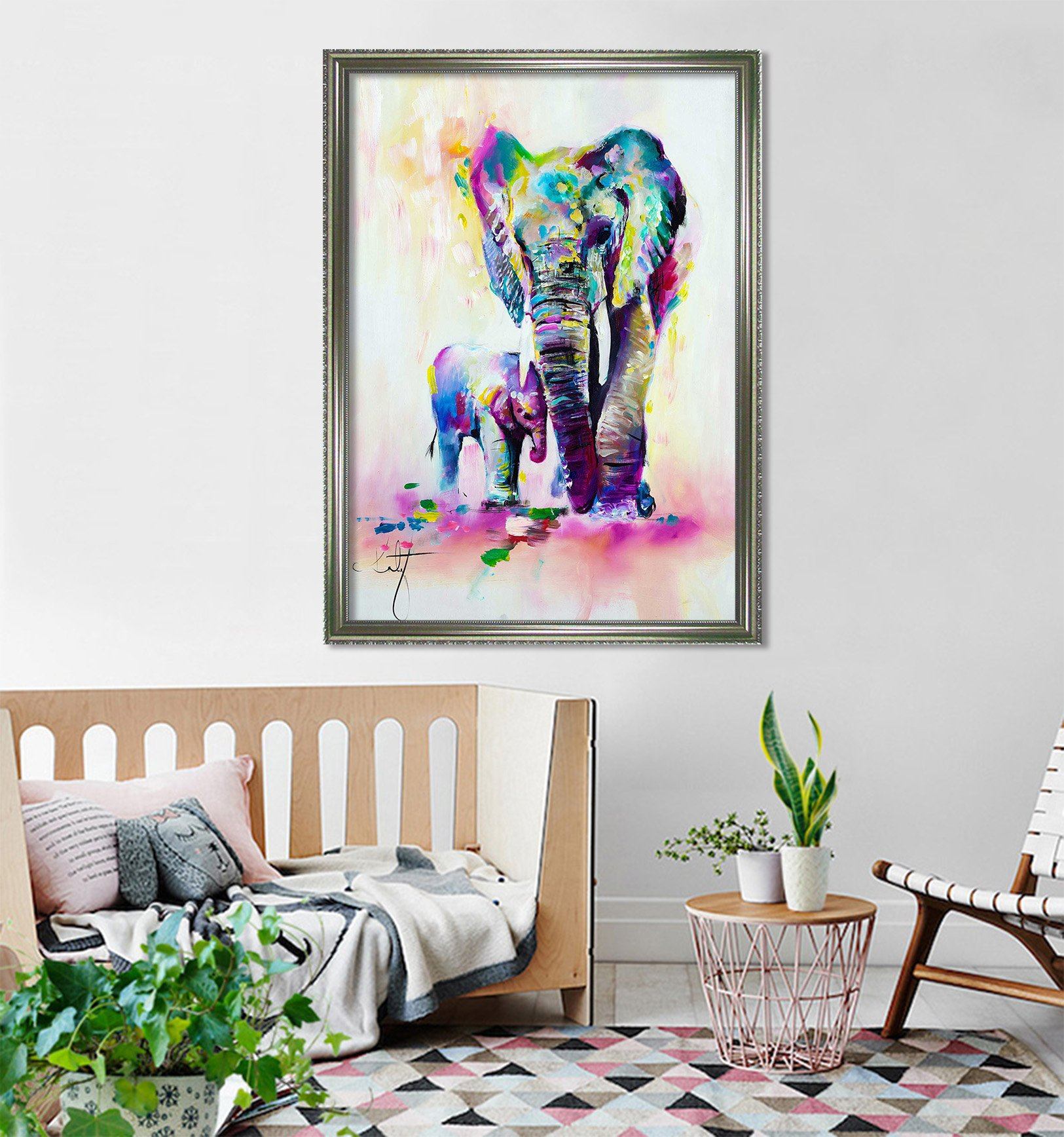 3D Elephant Painting 121 Fake Framed Print Painting Wallpaper AJ Creativity Home