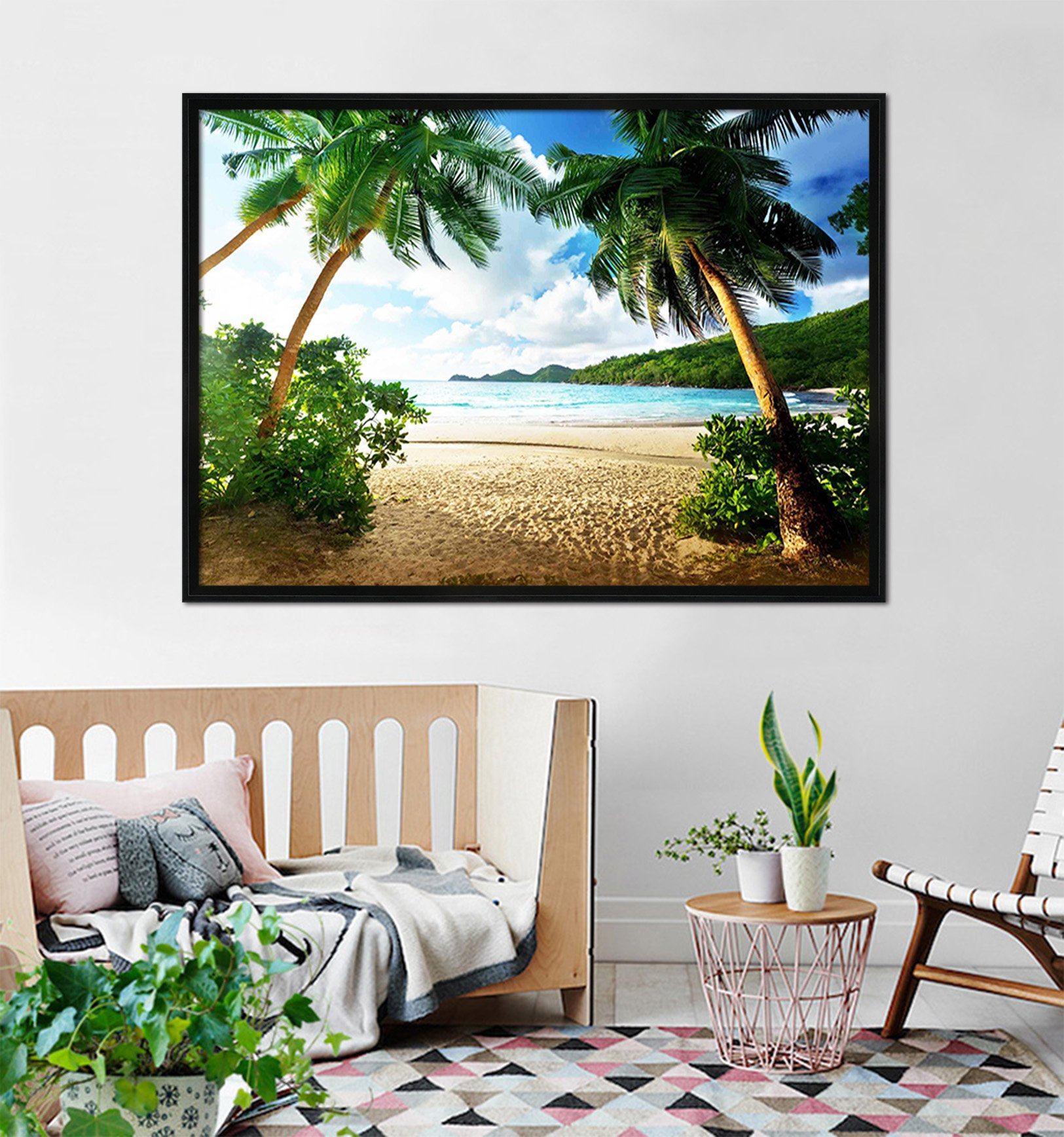 3D Seaside Beach 023 Fake Framed Print Painting Wallpaper AJ Creativity Home
