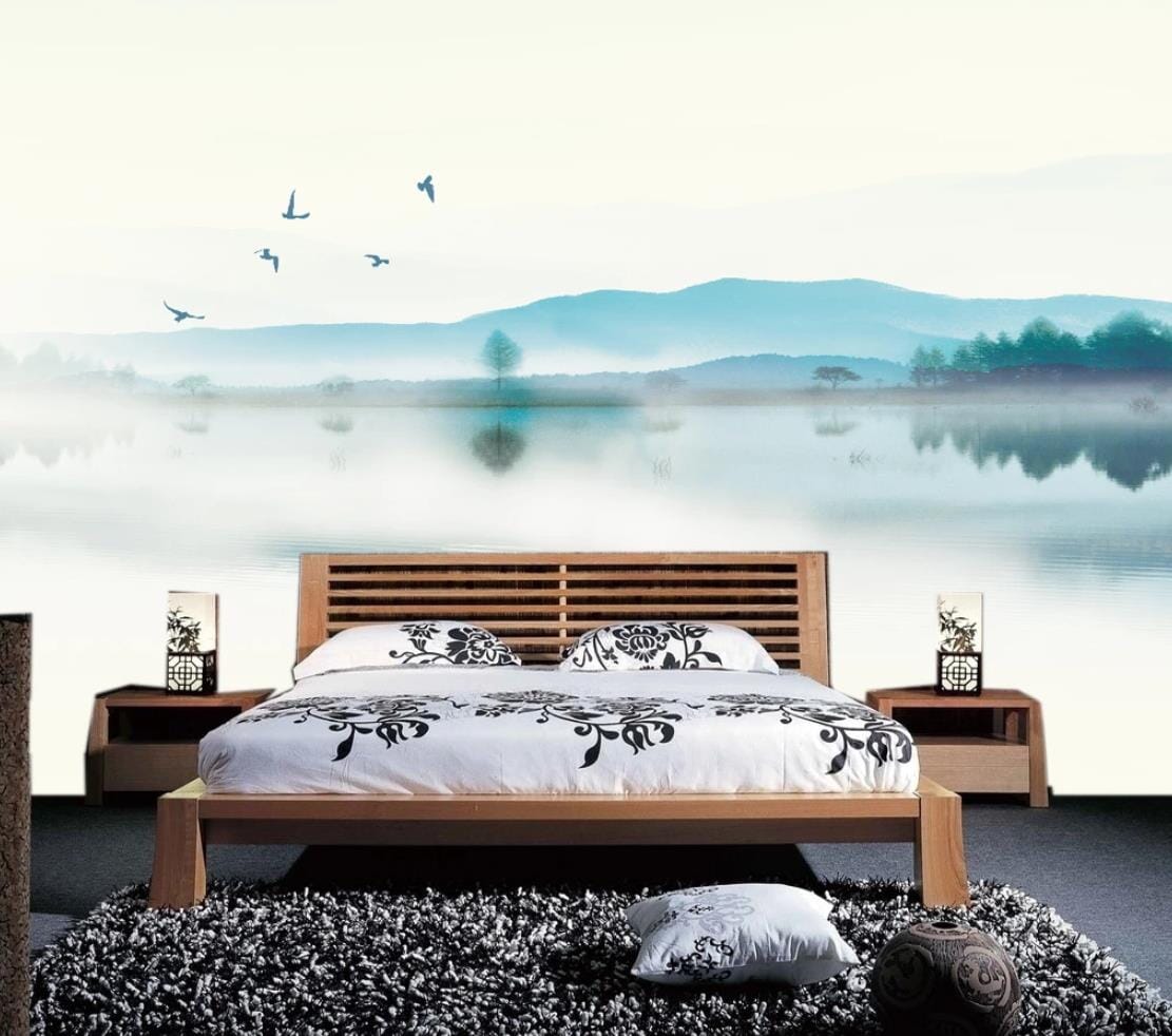 3D Misty Lake WC465 Wall Murals Wallpaper AJ Wallpaper 2