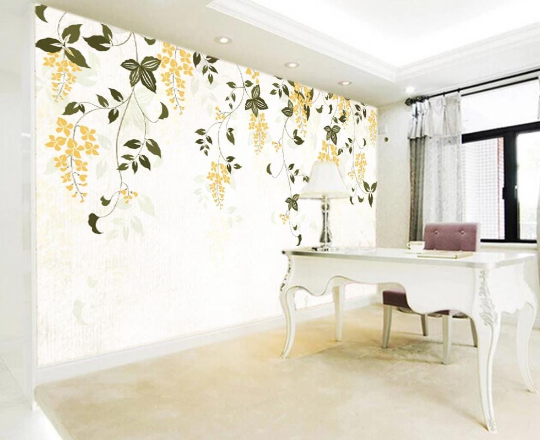 3D Vine Yellow Flower WC484 Wall Murals Wallpaper AJ Wallpaper 2