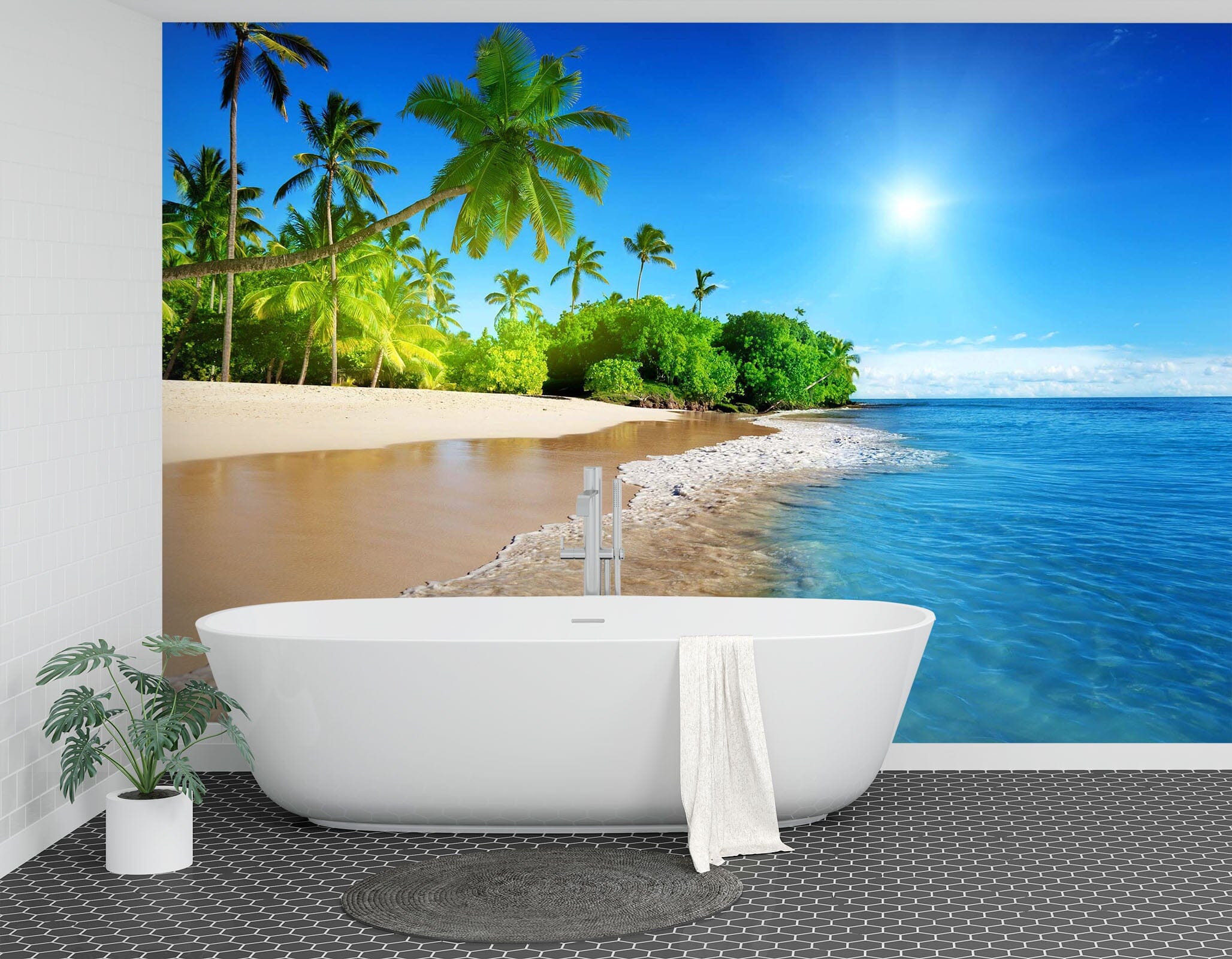 3D Sea Coconut Tree 089 Wall Murals Wallpaper AJ Wallpaper 2