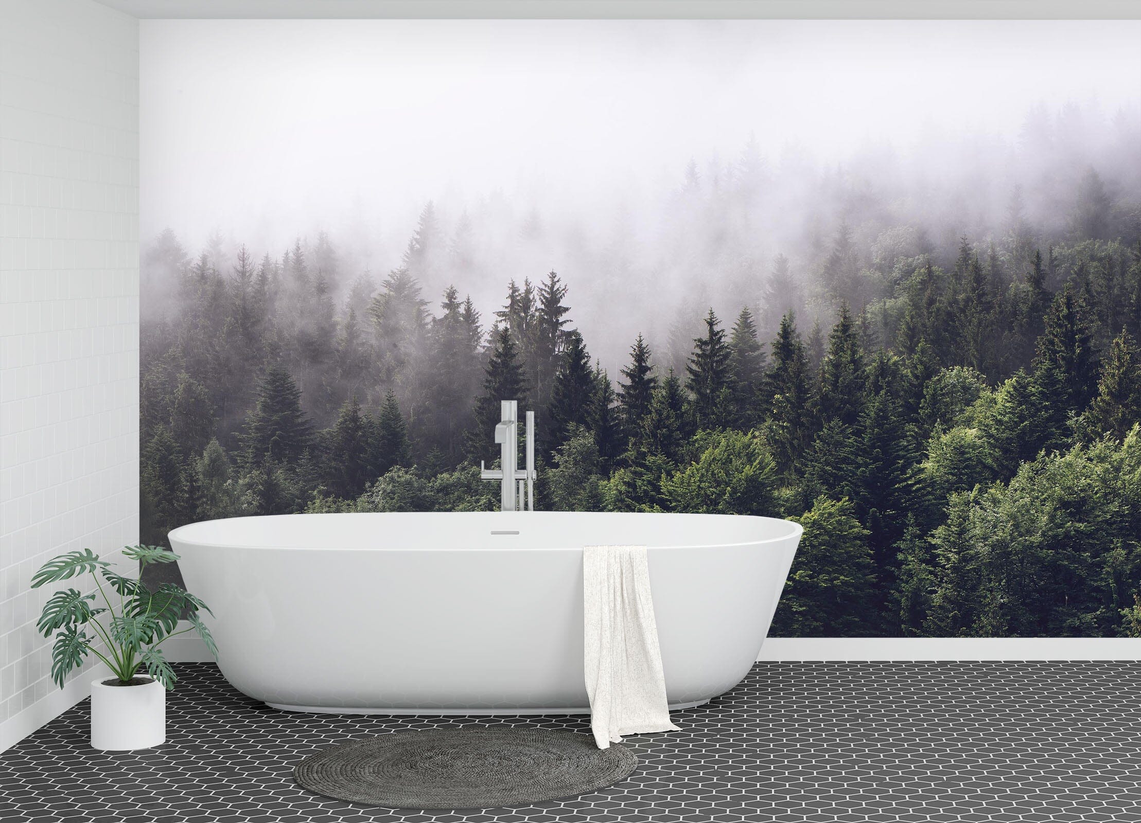 3D White Fog Forest 011 Wall Murals Wallpaper AJ Wallpaper 2
