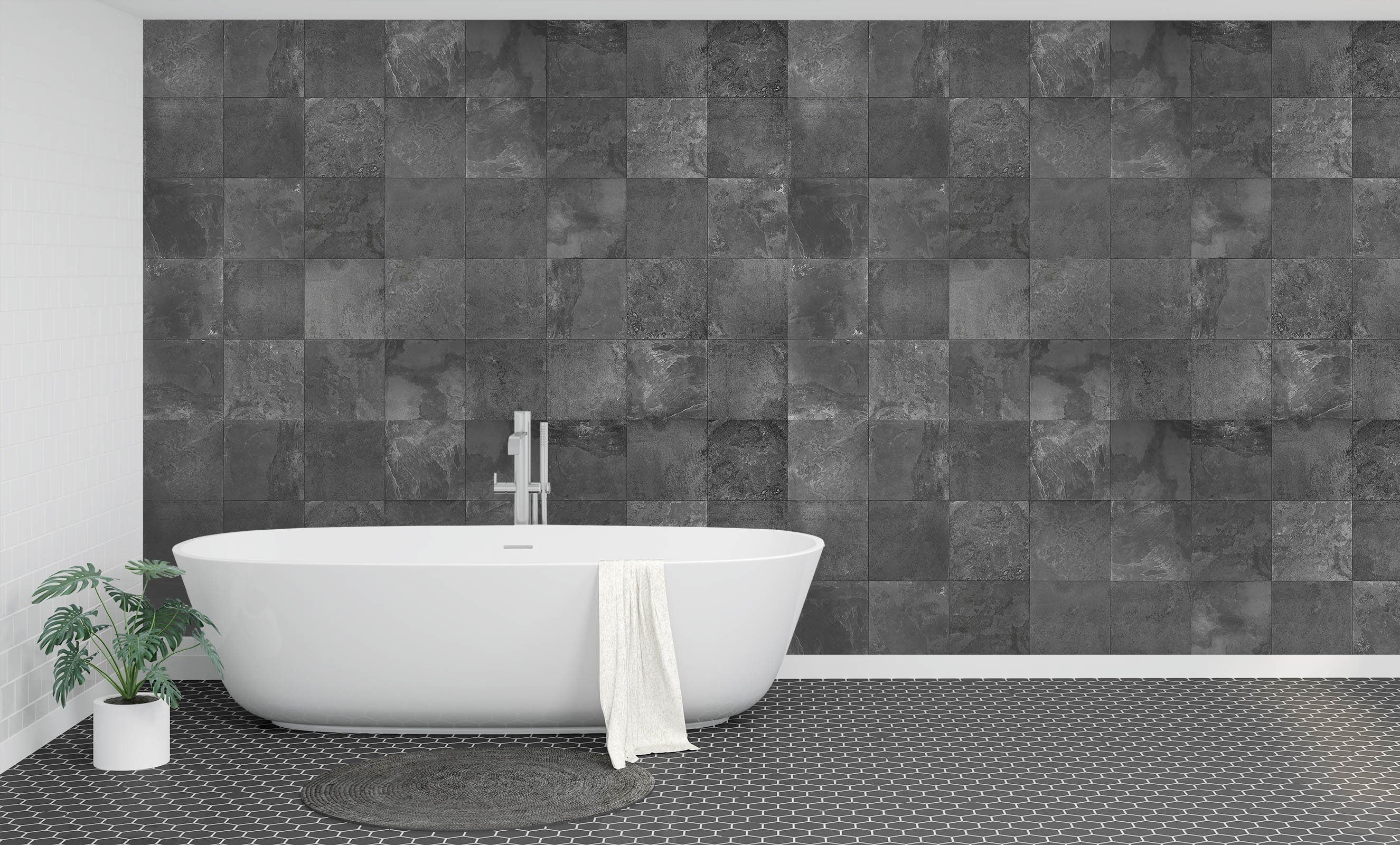 3D Gray Square 045 Marble Tile Texture Wallpaper AJ Wallpaper 2