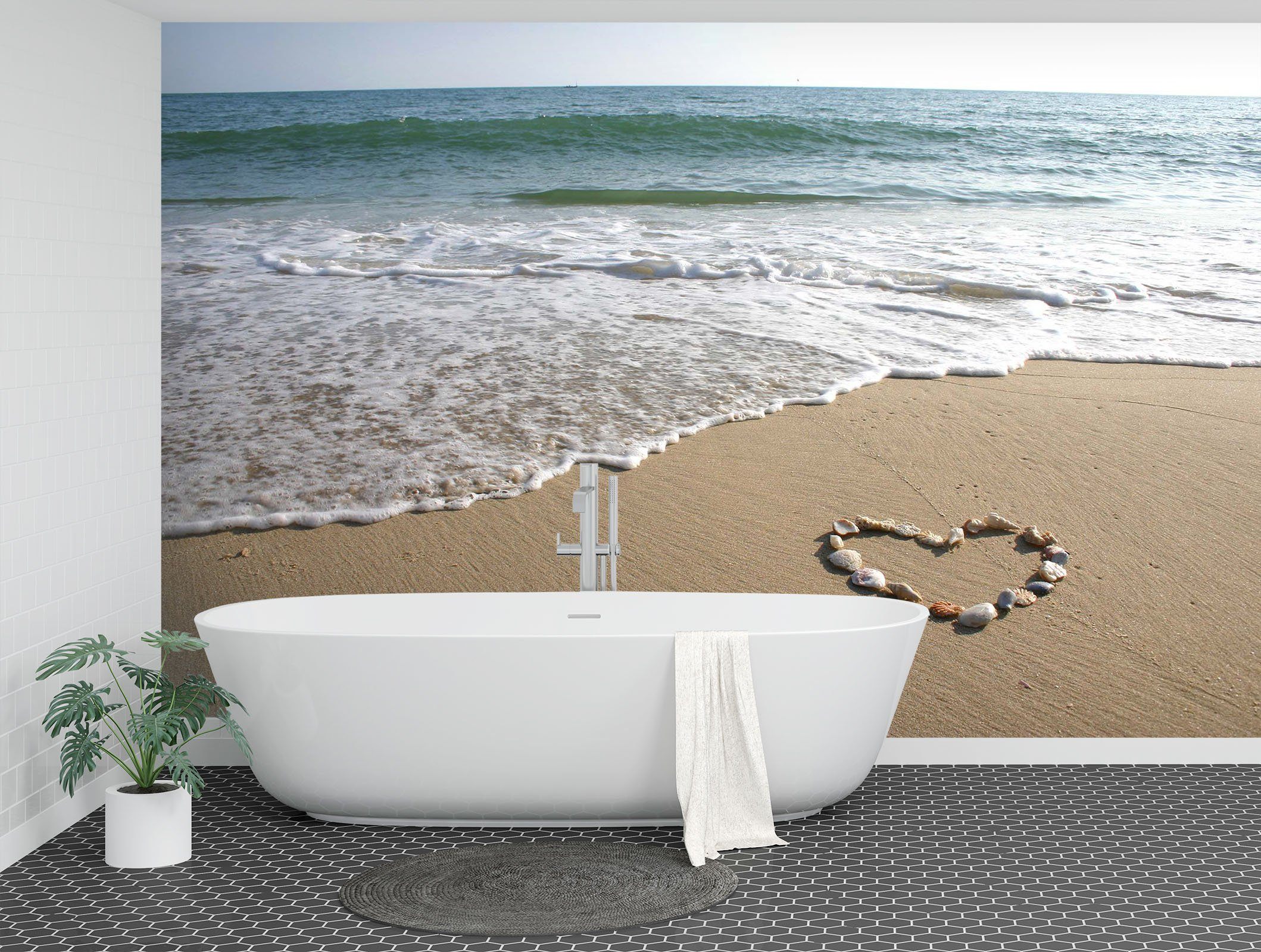3D Beach Heart Type 099 Wall Murals Wallpaper AJ Wallpaper 2