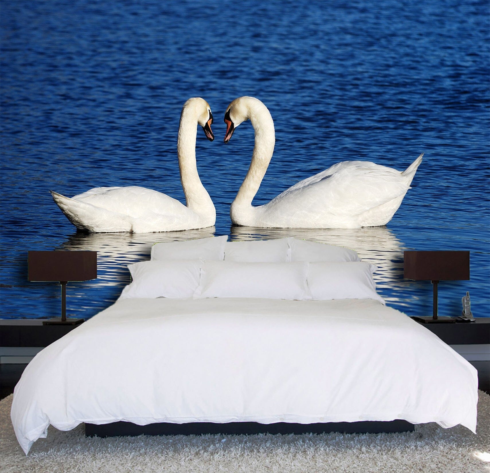 3D Swan Heart 346 Wall Murals Wallpaper AJ Wallpaper 2