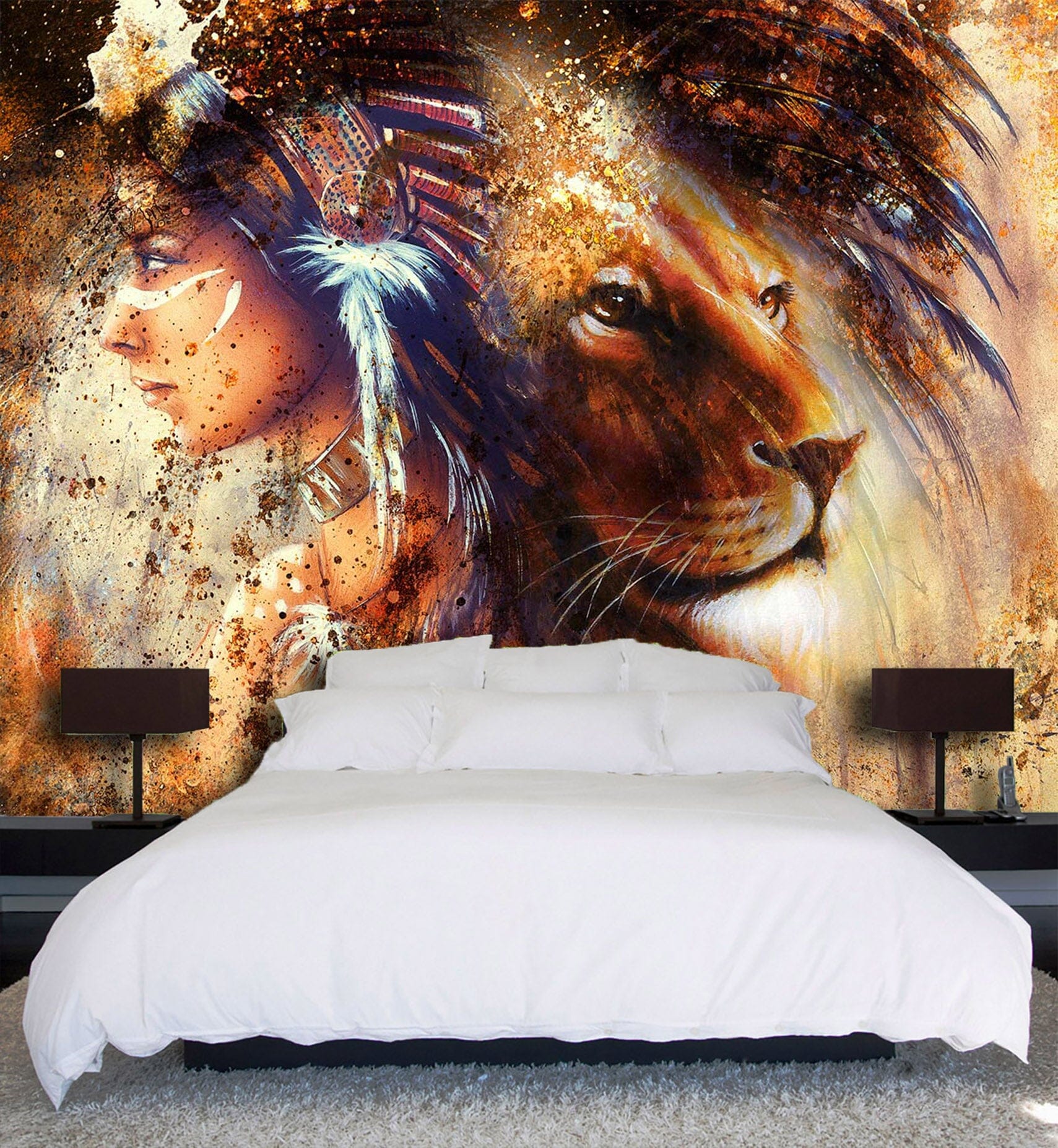 3D Lion Girl 336 Wall Murals Wallpaper AJ Wallpaper 2
