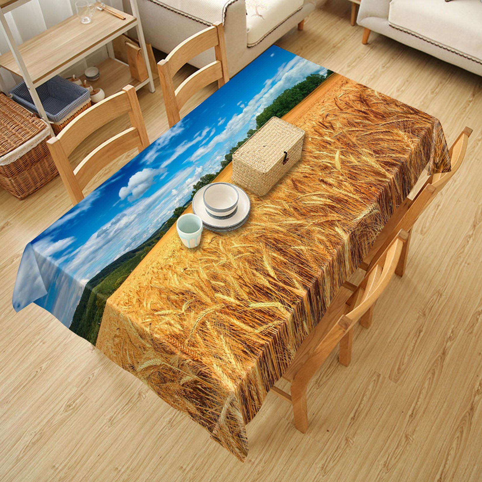 3D Vast Wheat Field 421 Tablecloths Wallpaper AJ Wallpaper