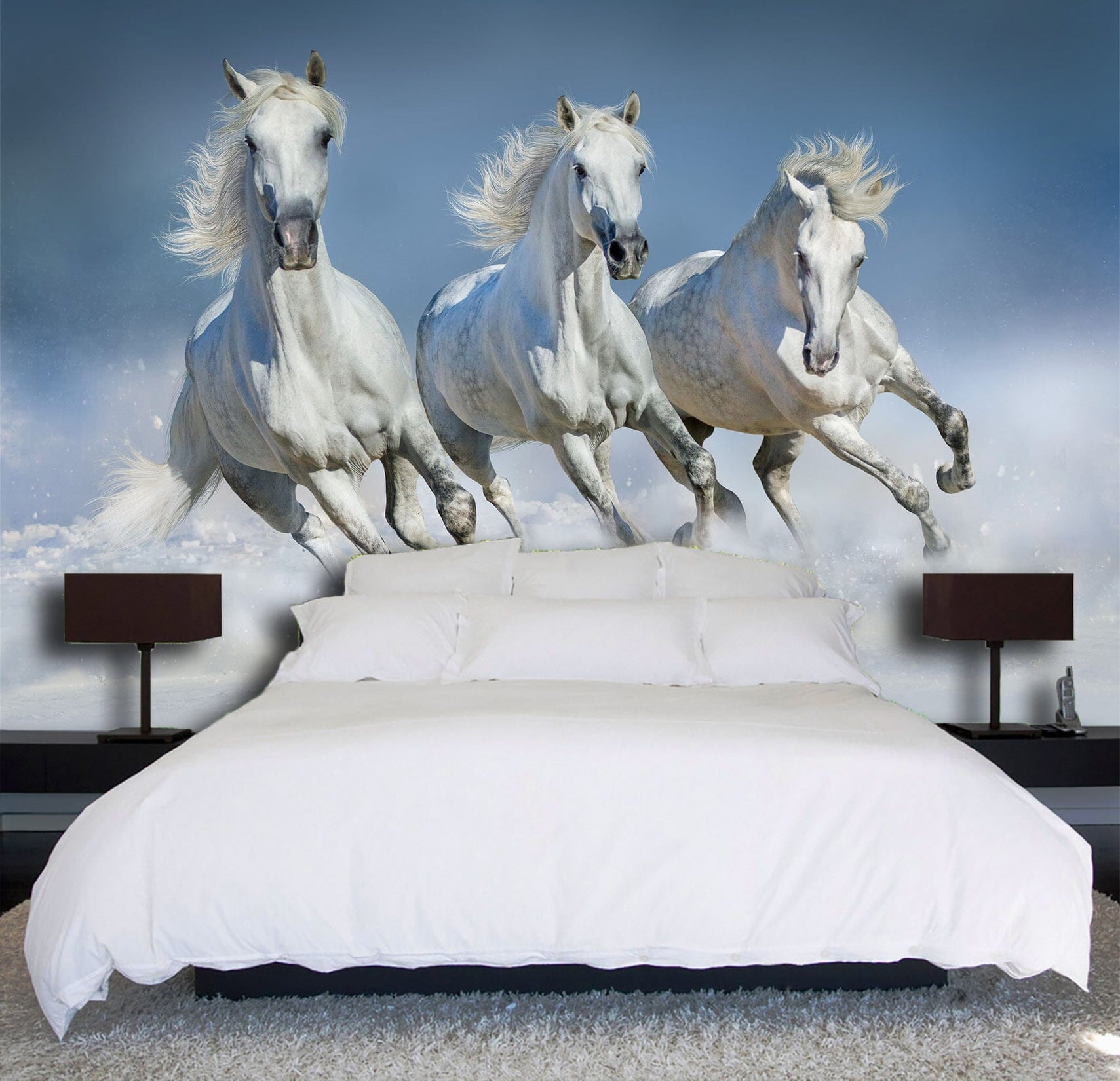 3D White Horse 1061 Wall Murals Wallpaper AJ Wallpaper 2