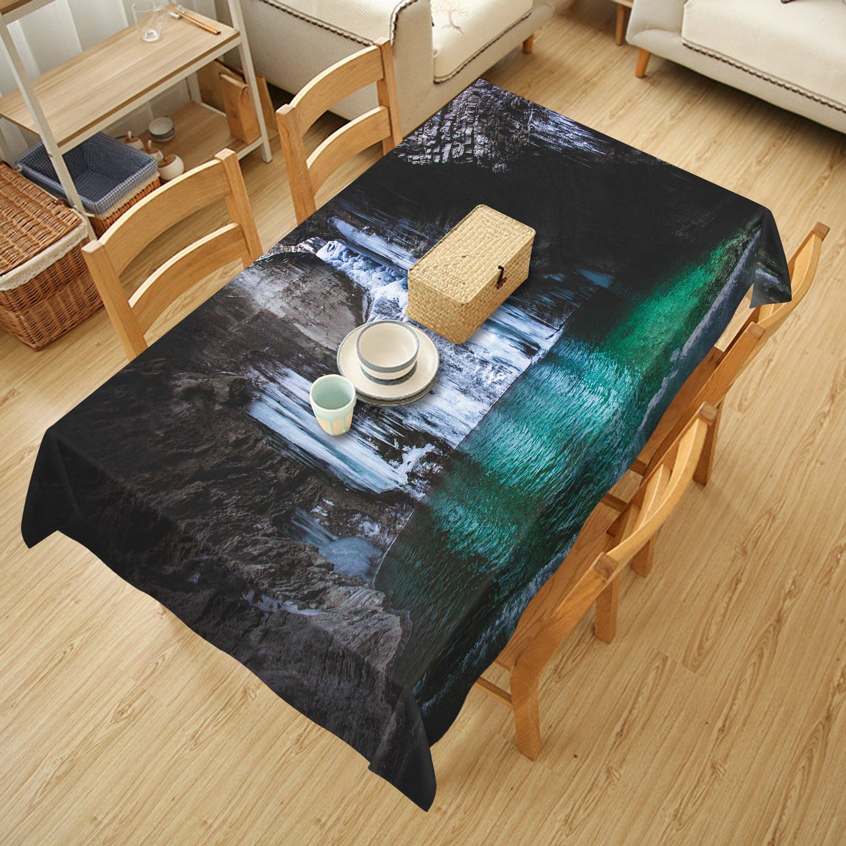 3D Lake Frozen Waterfall 48 Tablecloths Wallpaper AJ Wallpaper