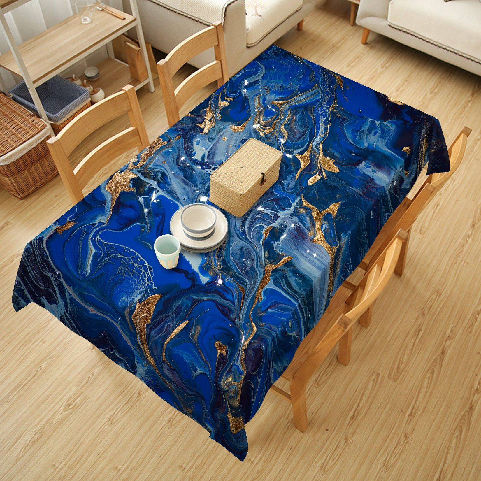 3D Dark Blue Abstract Flow 56 Tablecloths Wallpaper AJ Wallpaper