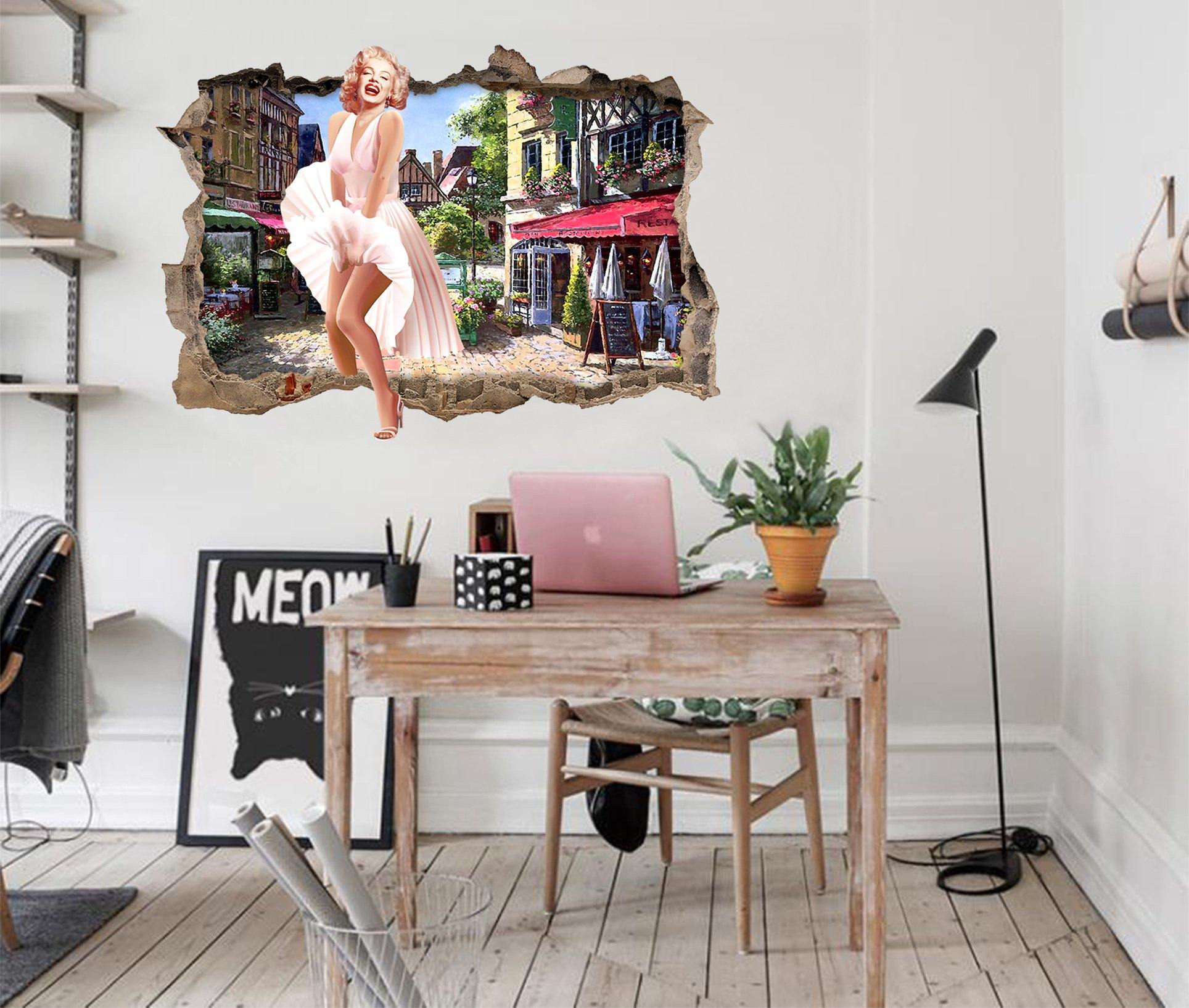 3D Marilyn Monroe 25 Broken Wall Murals Wallpaper AJ Wallpaper