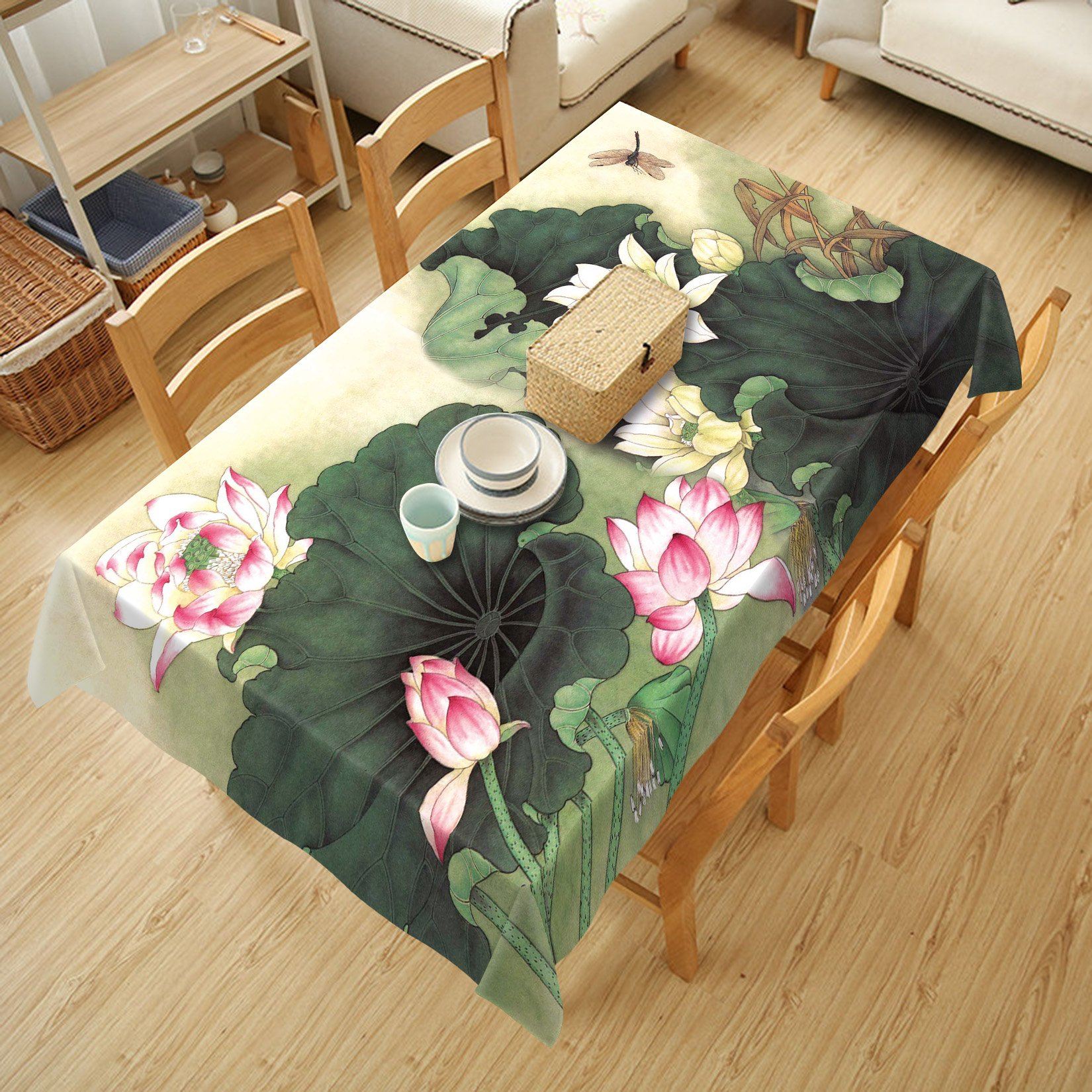 3D Lotus Flowers 132 Tablecloths Wallpaper AJ Wallpaper