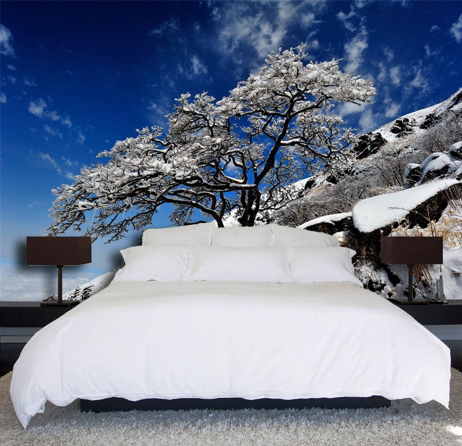 3D Snow Cedar Blue Sky 567 Wallpaper AJ Wallpaper
