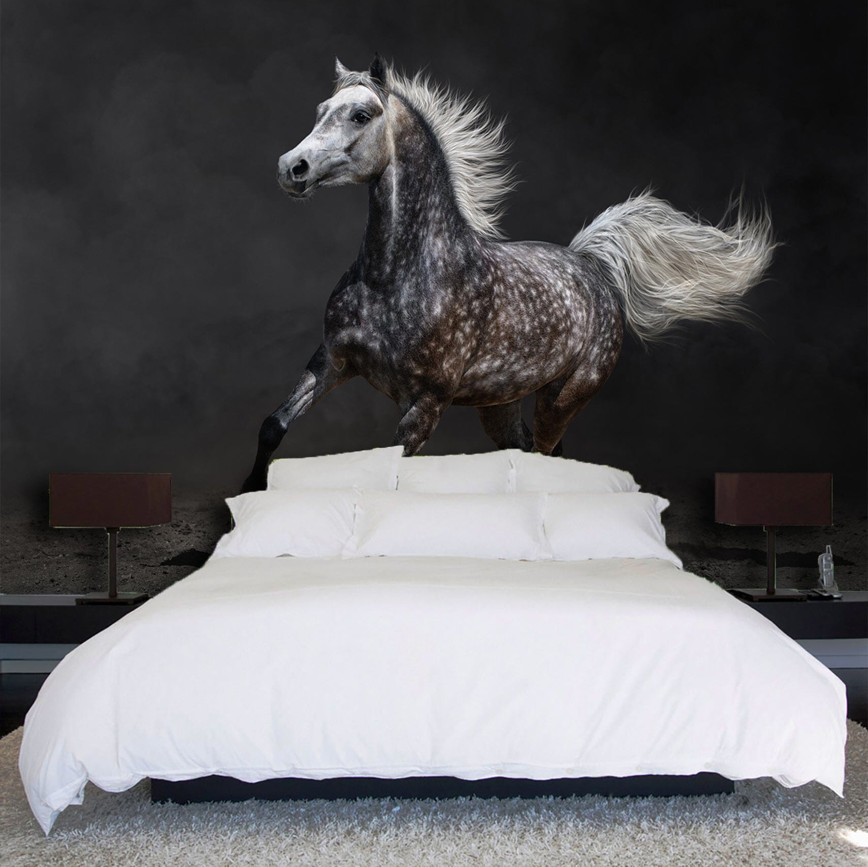 3D Running Black Horse 302 Wall Murals Wallpaper AJ Wallpaper 2