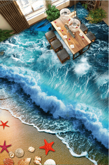 3D Beach Wave Floor Mural Wallpaper AJ Wallpaper 2