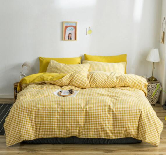 3D Yellow Grid 15044 Bed Pillowcases Quilt